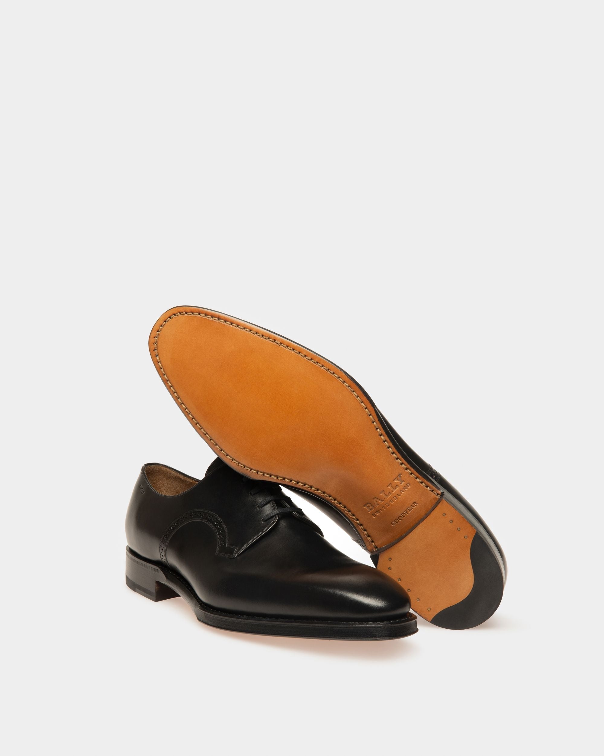 Bally Global - Zapato Derby Scamardo Del Piel Negra Con Cordones Para Hombre - Negro
