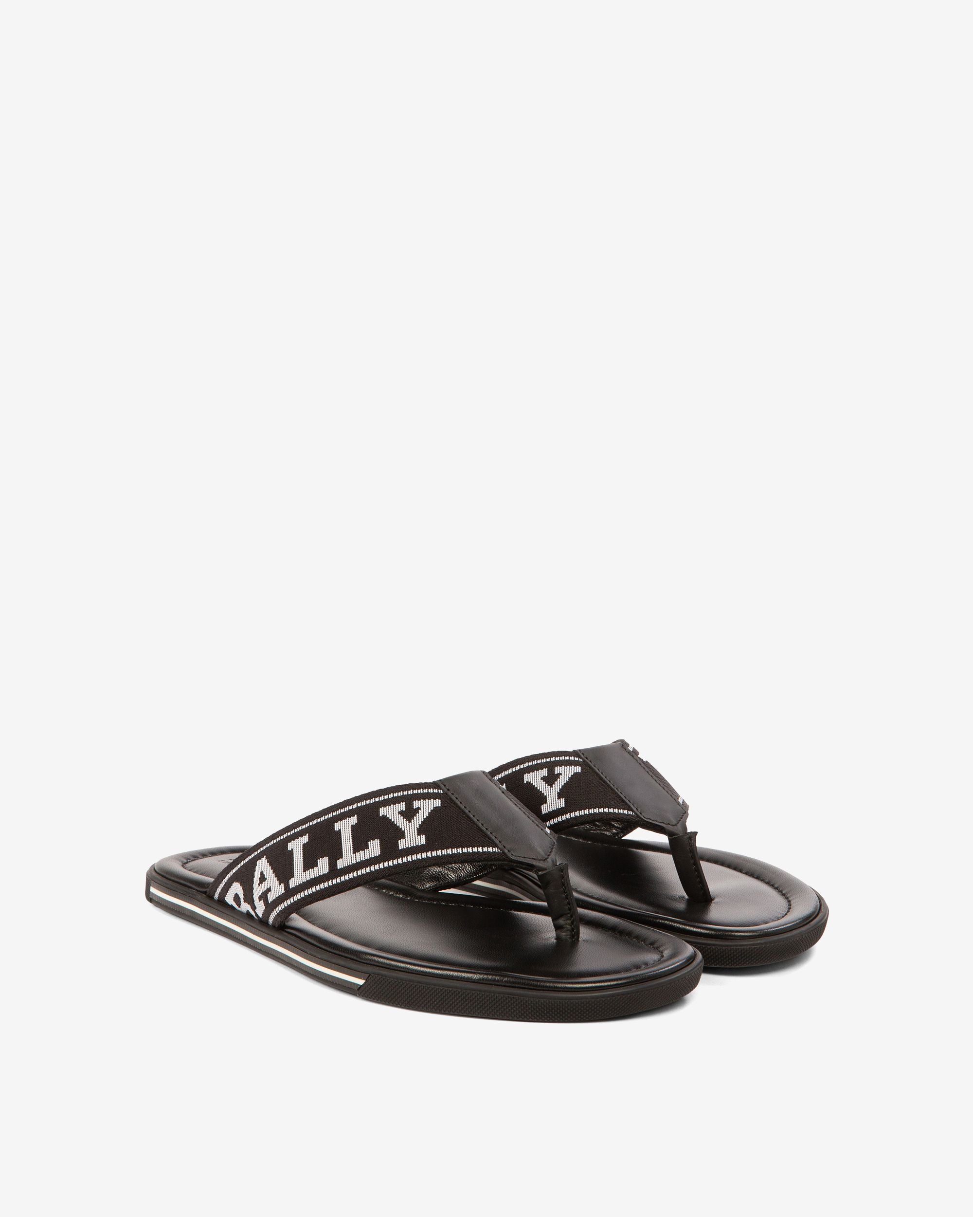 Bally Global - Border Fabric & Leather Sandals In Black - Black