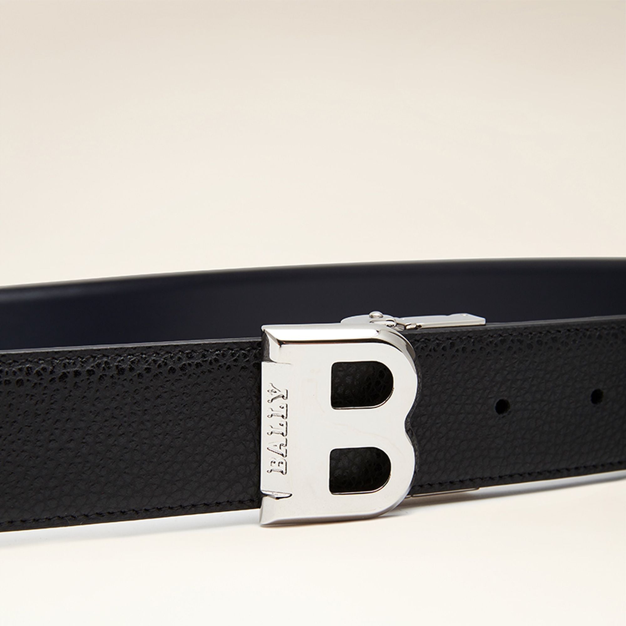 Bally Global - Cinturón Reversible Y Ajustable De Piel Negra - Negro