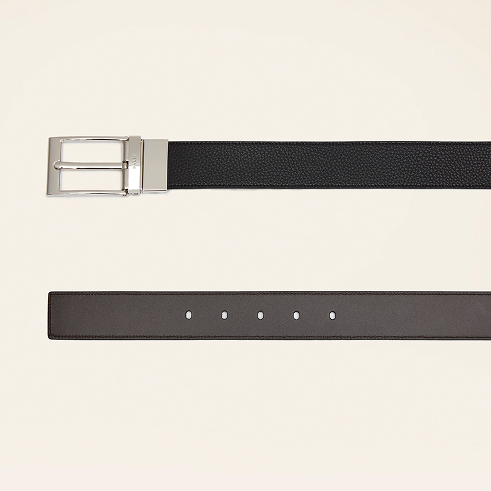 Bally Global - Reversible And Adjustable Belt in Black Leather - Black