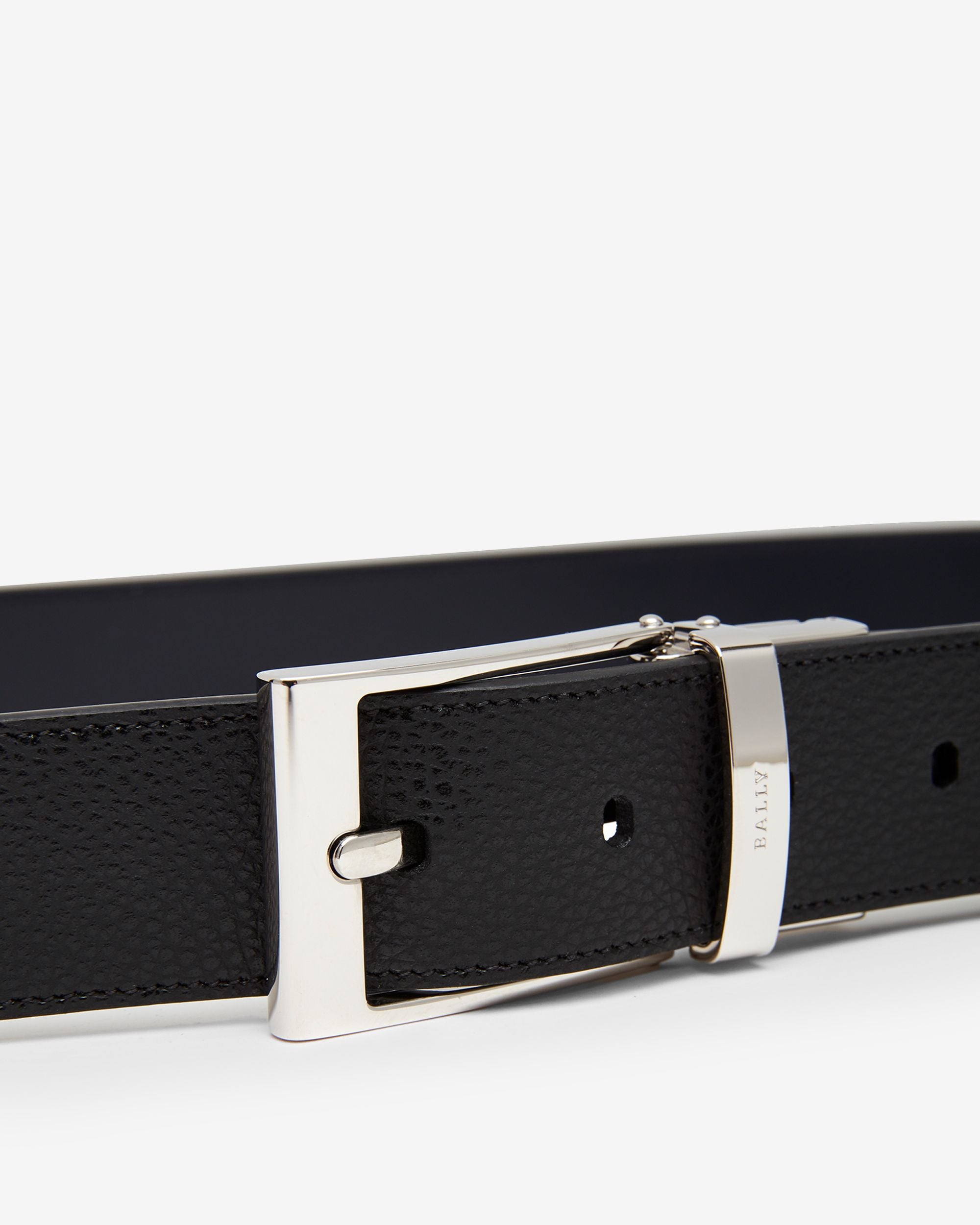 Bally Global - Cinturón Reversible Y Ajustable De Piel Negra - Black