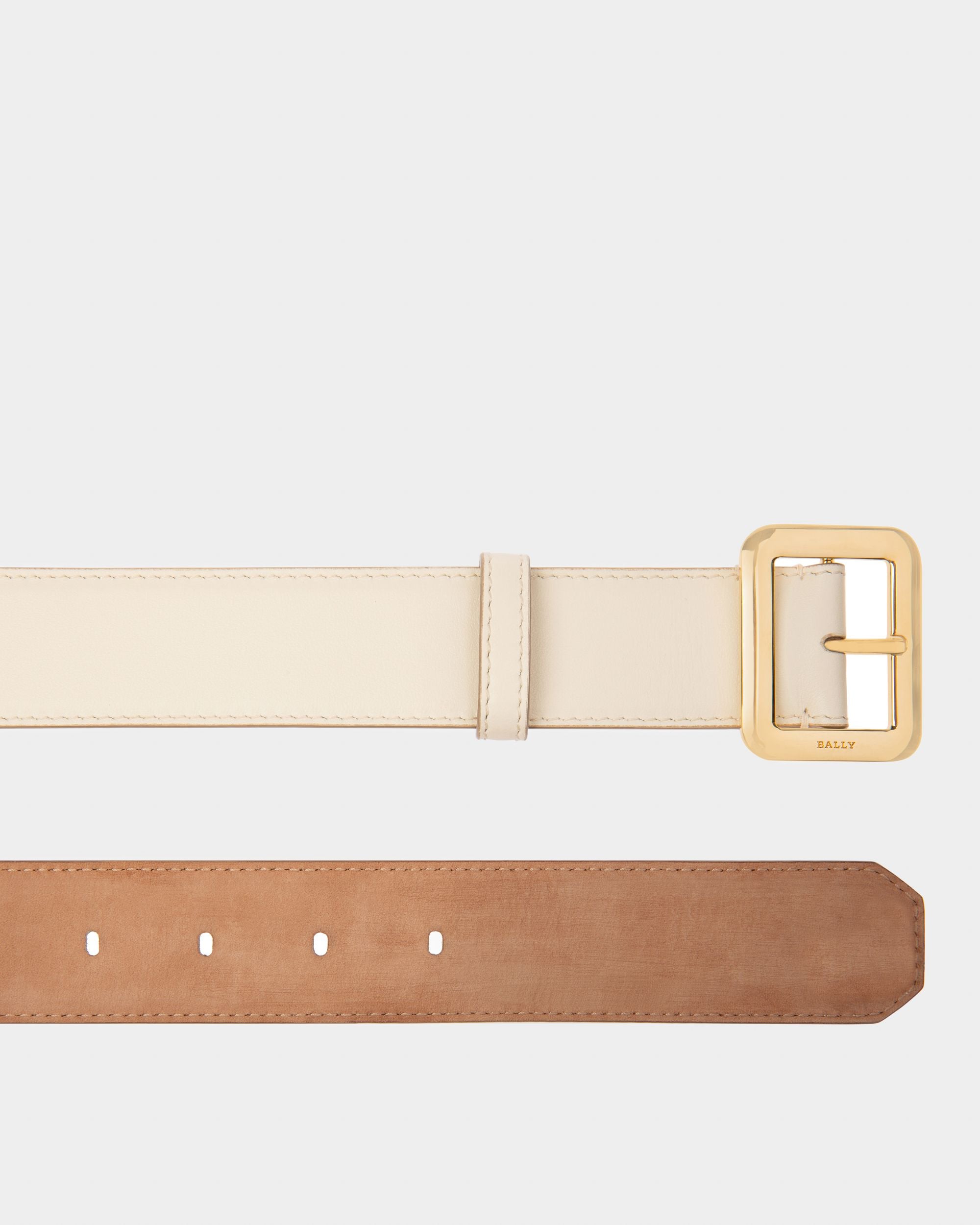 Bally Global - Janelle Leather 35mm Belt In Bone - White