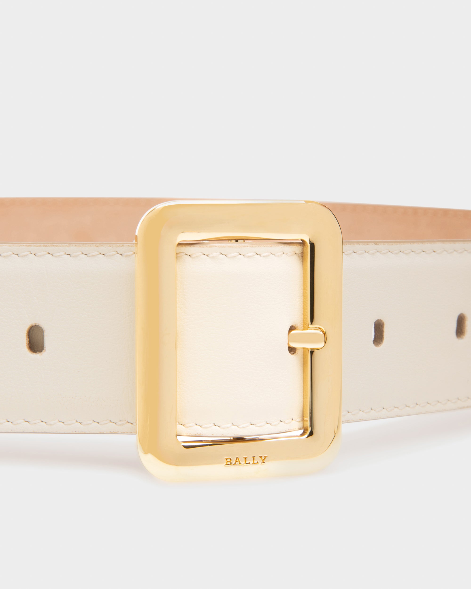 Bally Global - Janelle Leather 35mm Belt In Bone - White