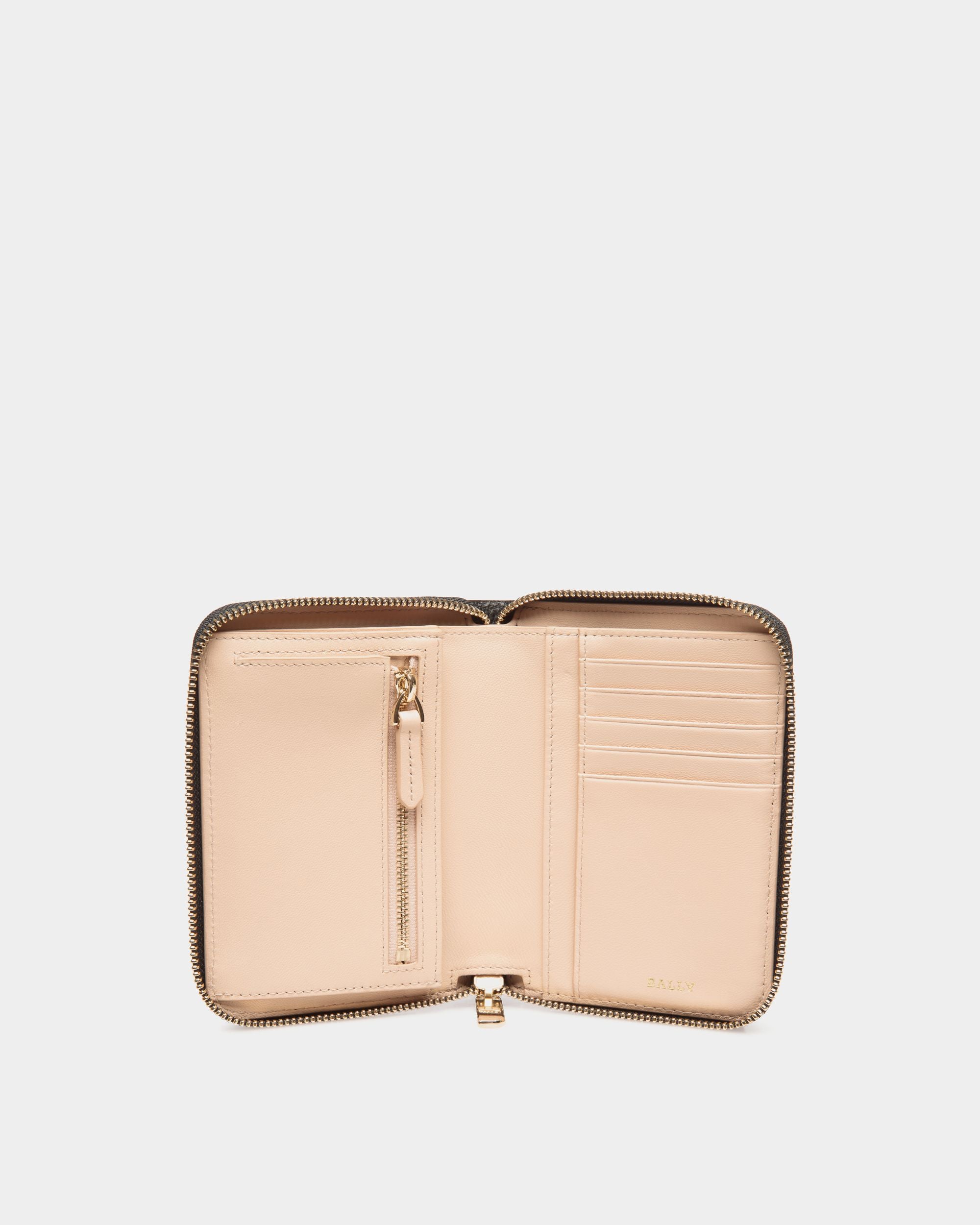 Bally Global - Cartera Con Cremallera De Piel Granulada Negra - Negro