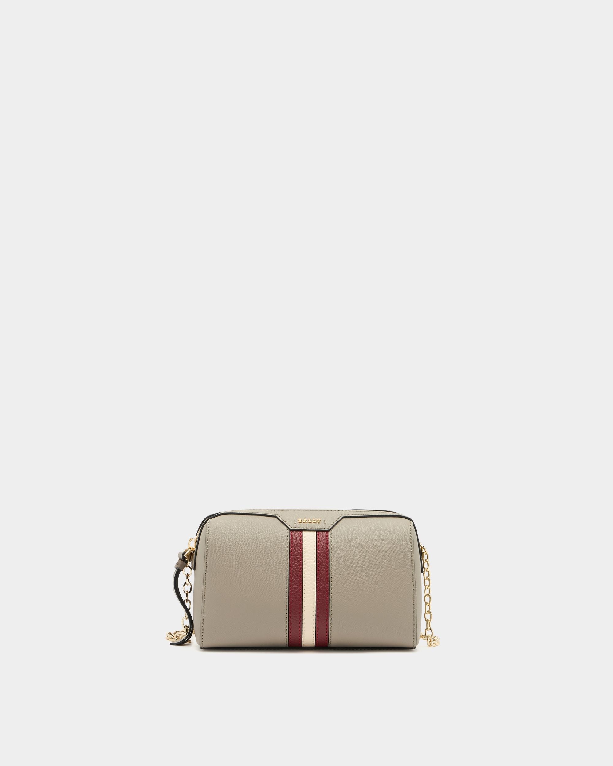 Bally Global - Mini Bag in Taupe Embossed Leather With a Bally Ribbon - Gris
