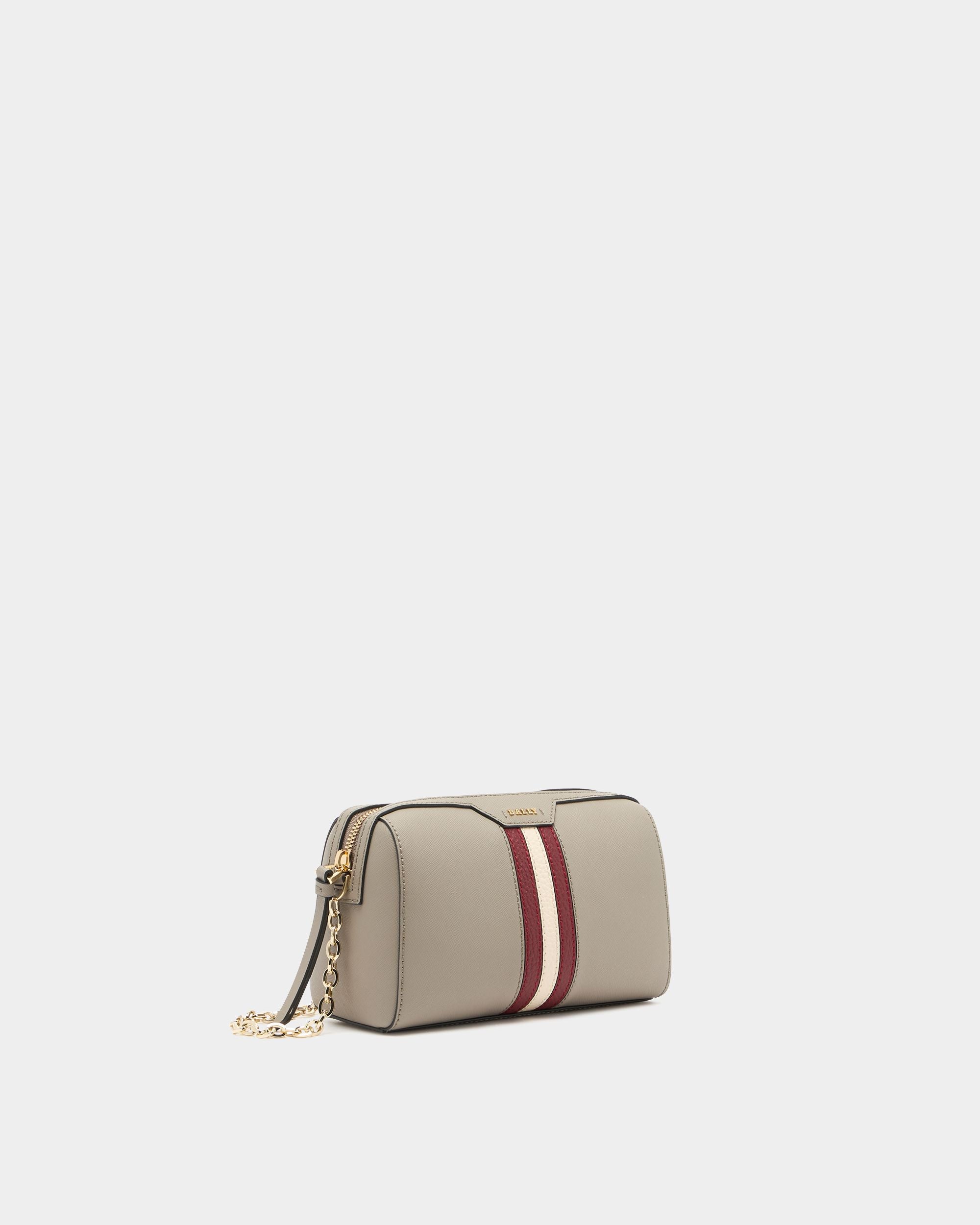 Bally Global - Mini Bag in Taupe Embossed Leather With a Bally Ribbon - Gris