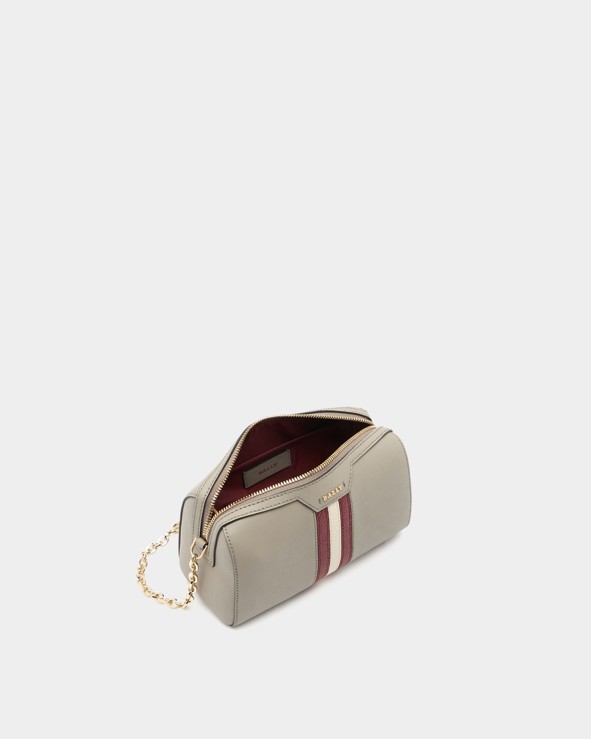 Bally Global - Mini Bag in Taupe Embossed Leather With a Bally Ribbon - Gris