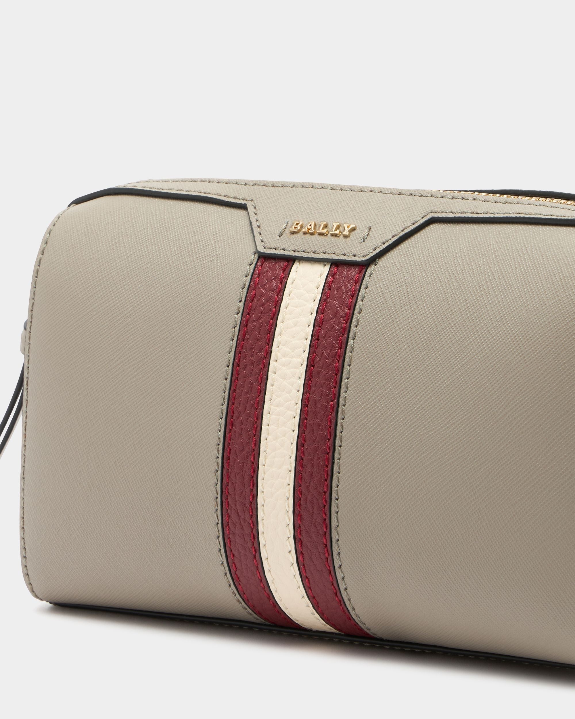 Bally Global - Mini Bag in Taupe Embossed Leather With a Bally Ribbon - Gris