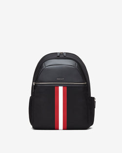 Mochila Travel De Tela Negra Con Detalle Bally Ribbon