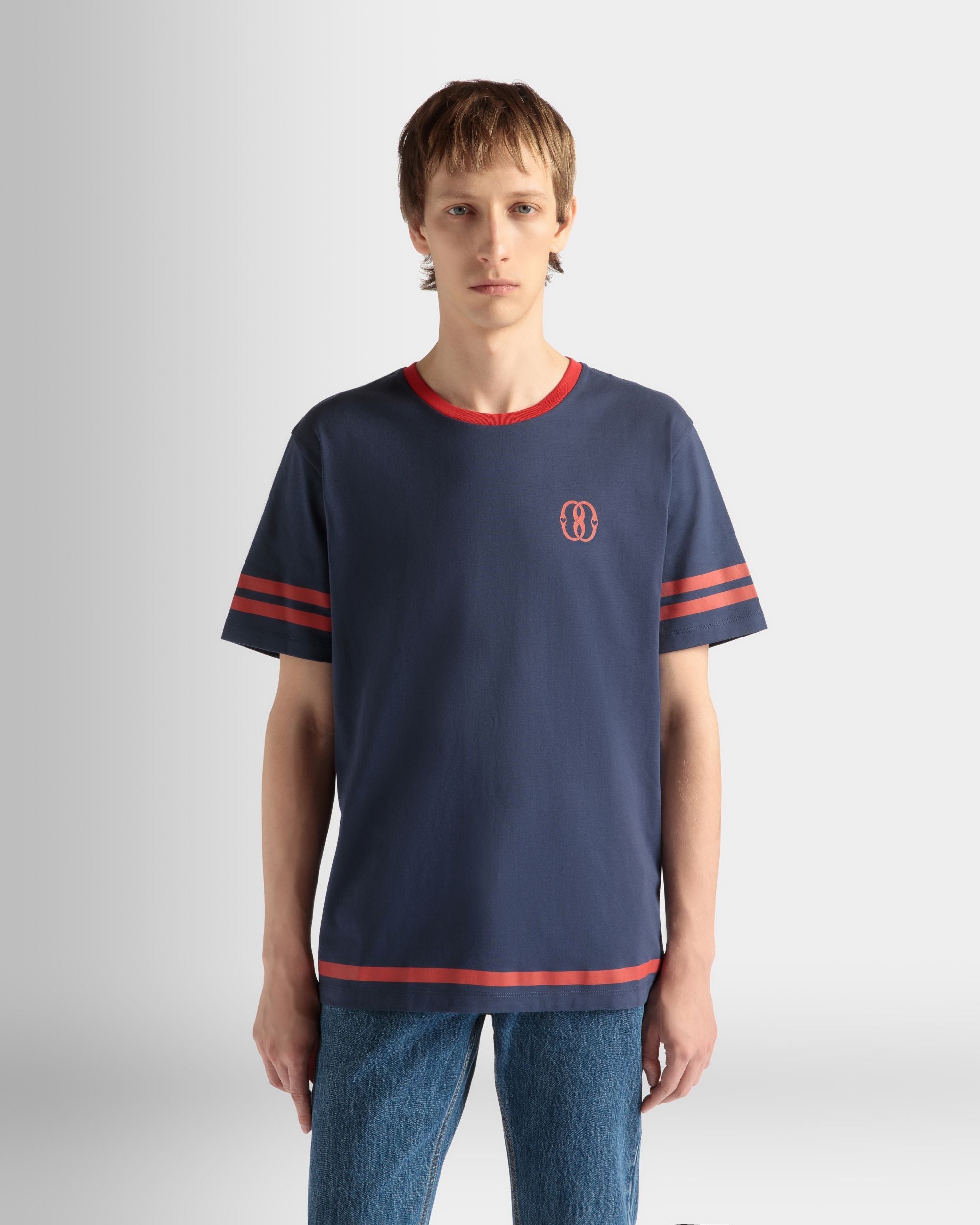Bally Global - 520 T-Shirt In Navy Blue Cotton - Blue
