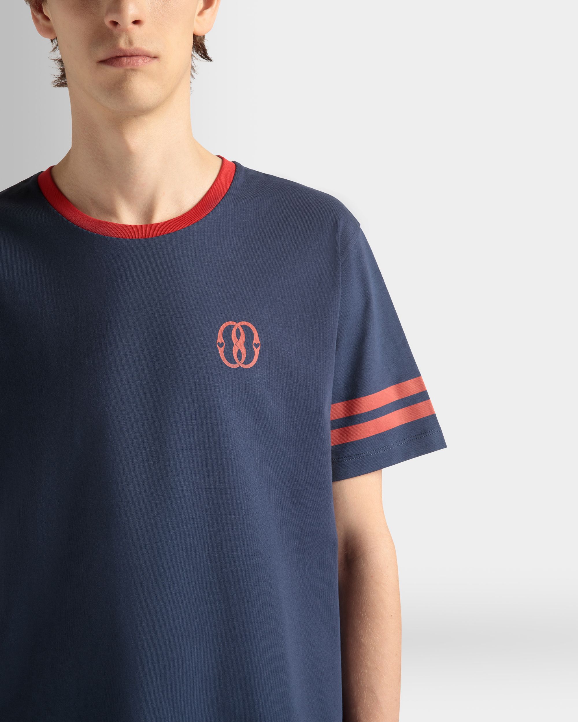 Bally Global - 520 T-Shirt In Navy Blue Cotton - Blue
