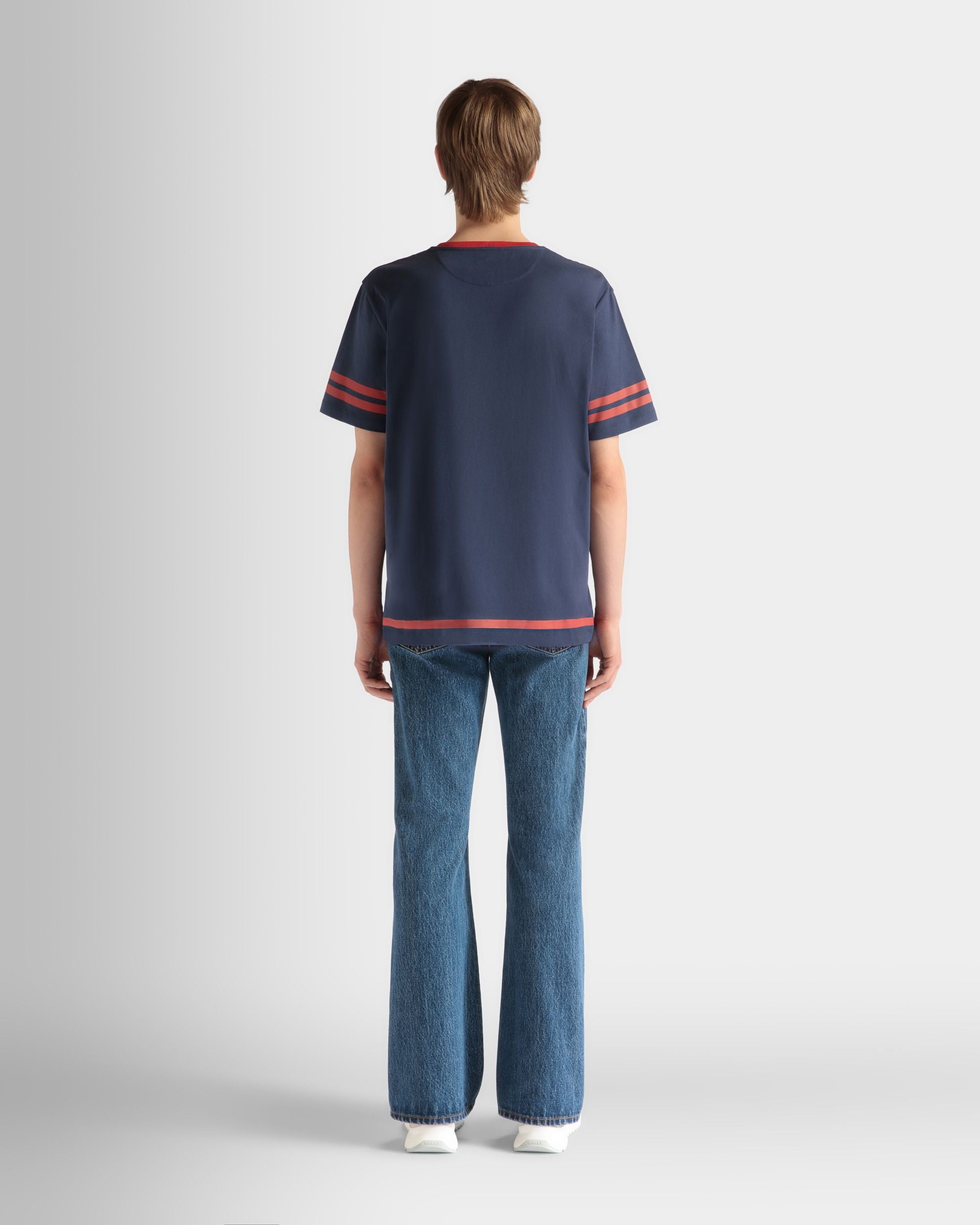 Bally Global - 520 T-Shirt In Navy Blue Cotton - Blue