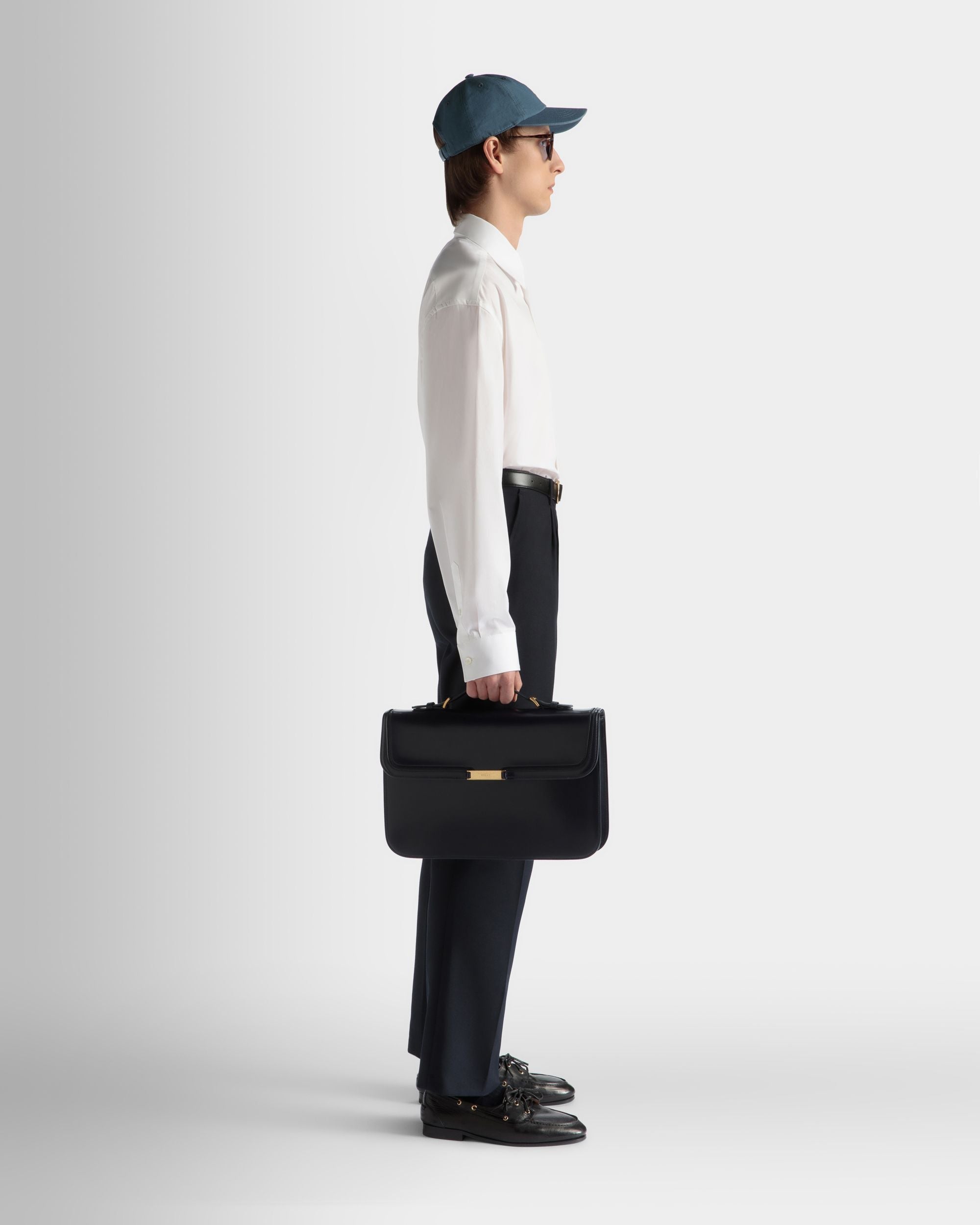 Bally Global - Deco Briefcase in Black Brushed Leather - Black