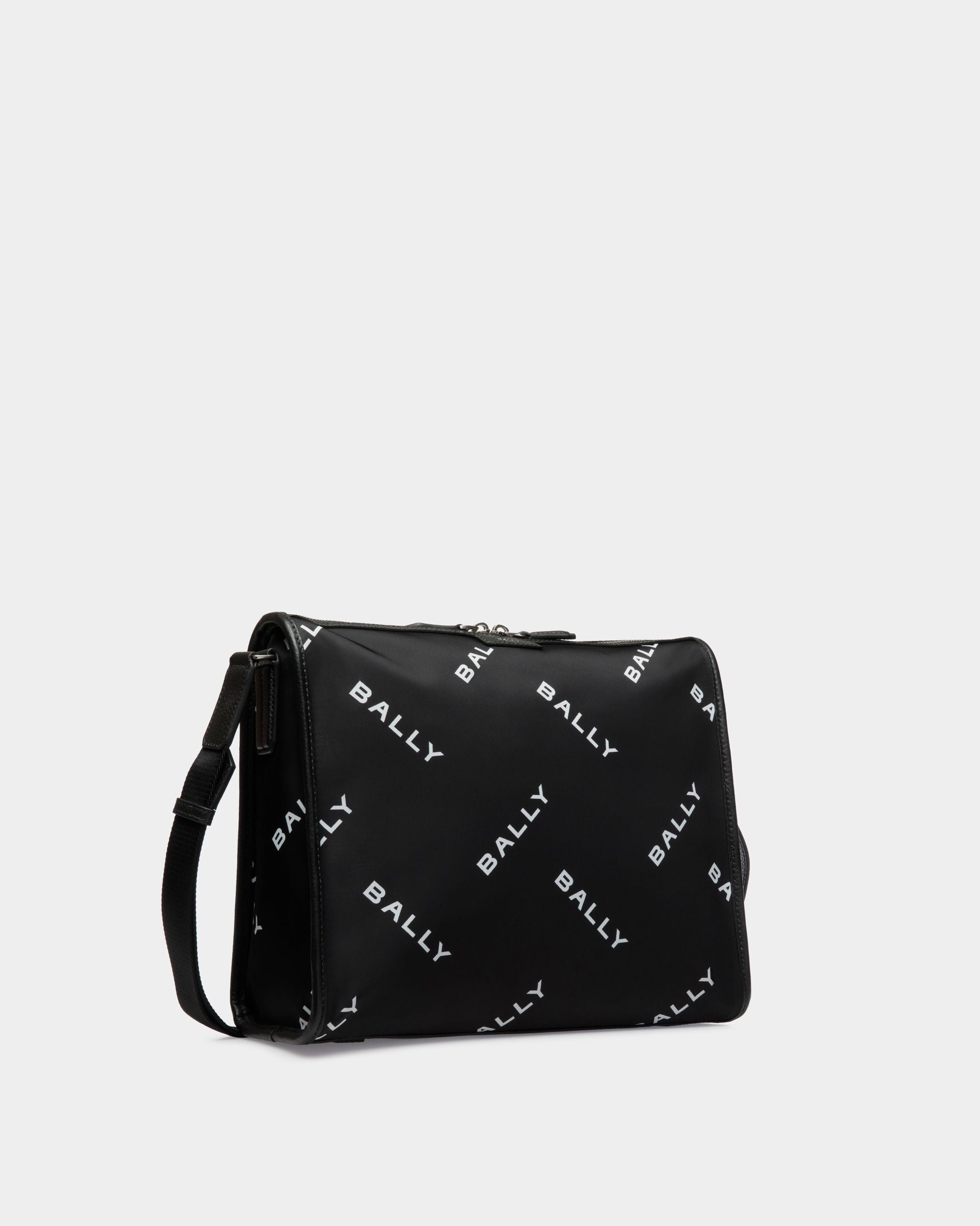 Bally Global - Code Crossbody Bag in Black Nylon with a Logo Print - Black
