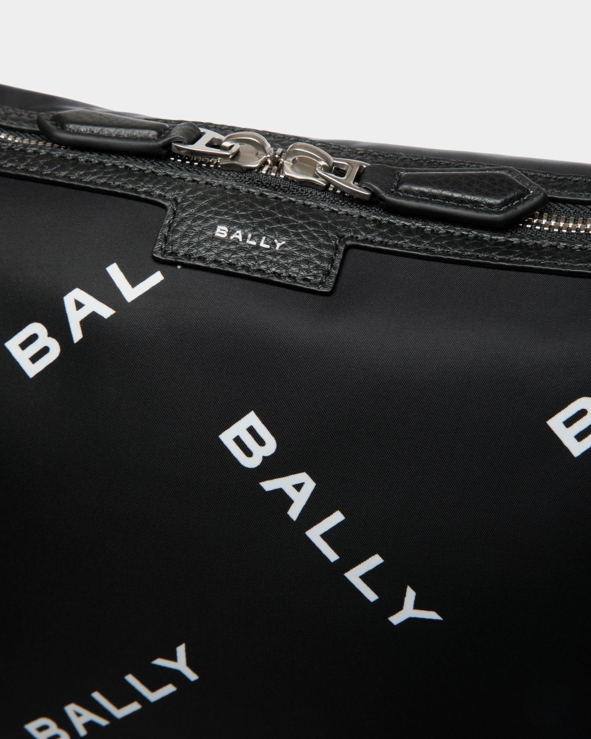 Bally Global - Code Crossbody Bag in Black Nylon with a Logo Print - Black