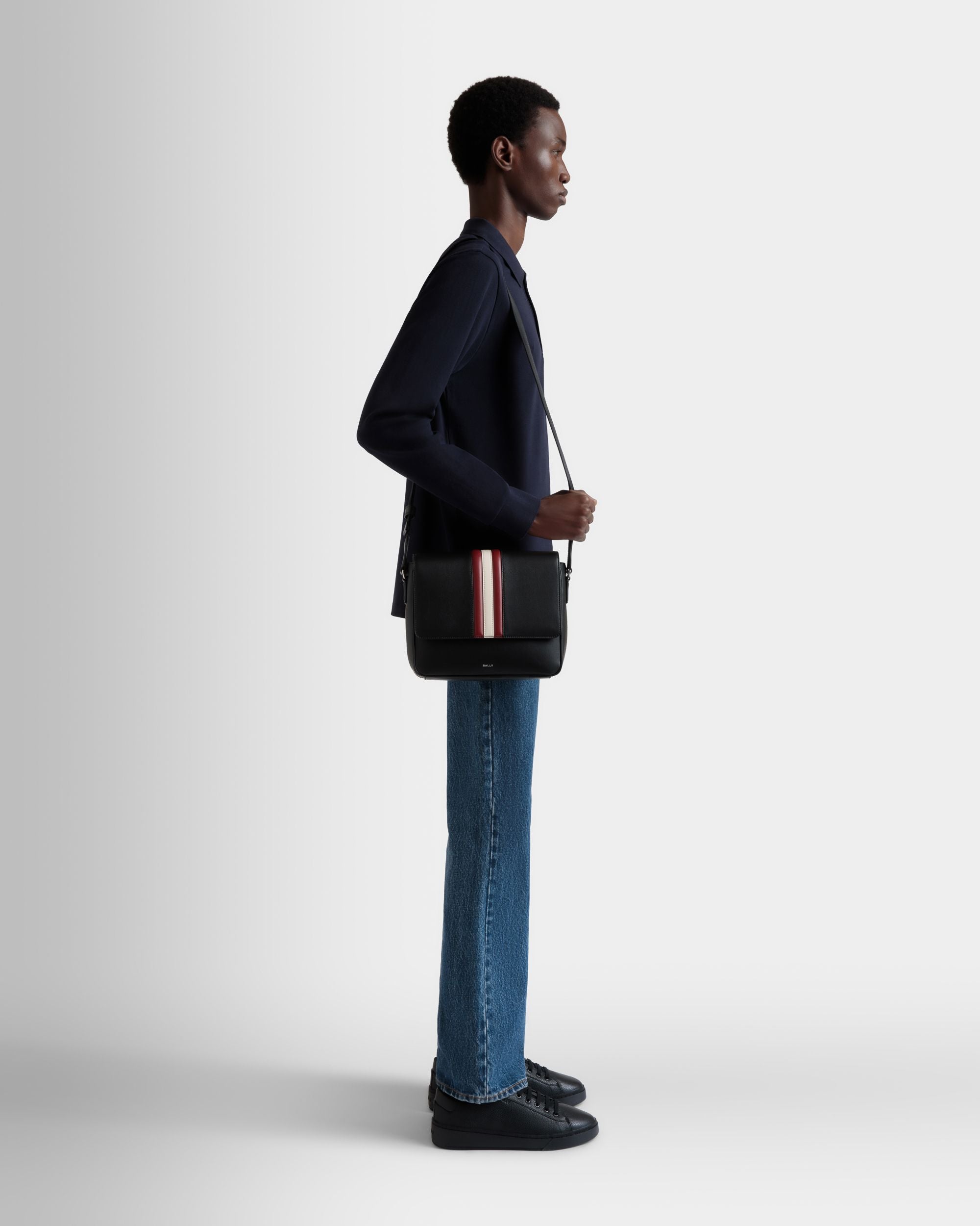 Bally Global - Mythos Crossbody Bag in Black Recycled Leather - Black