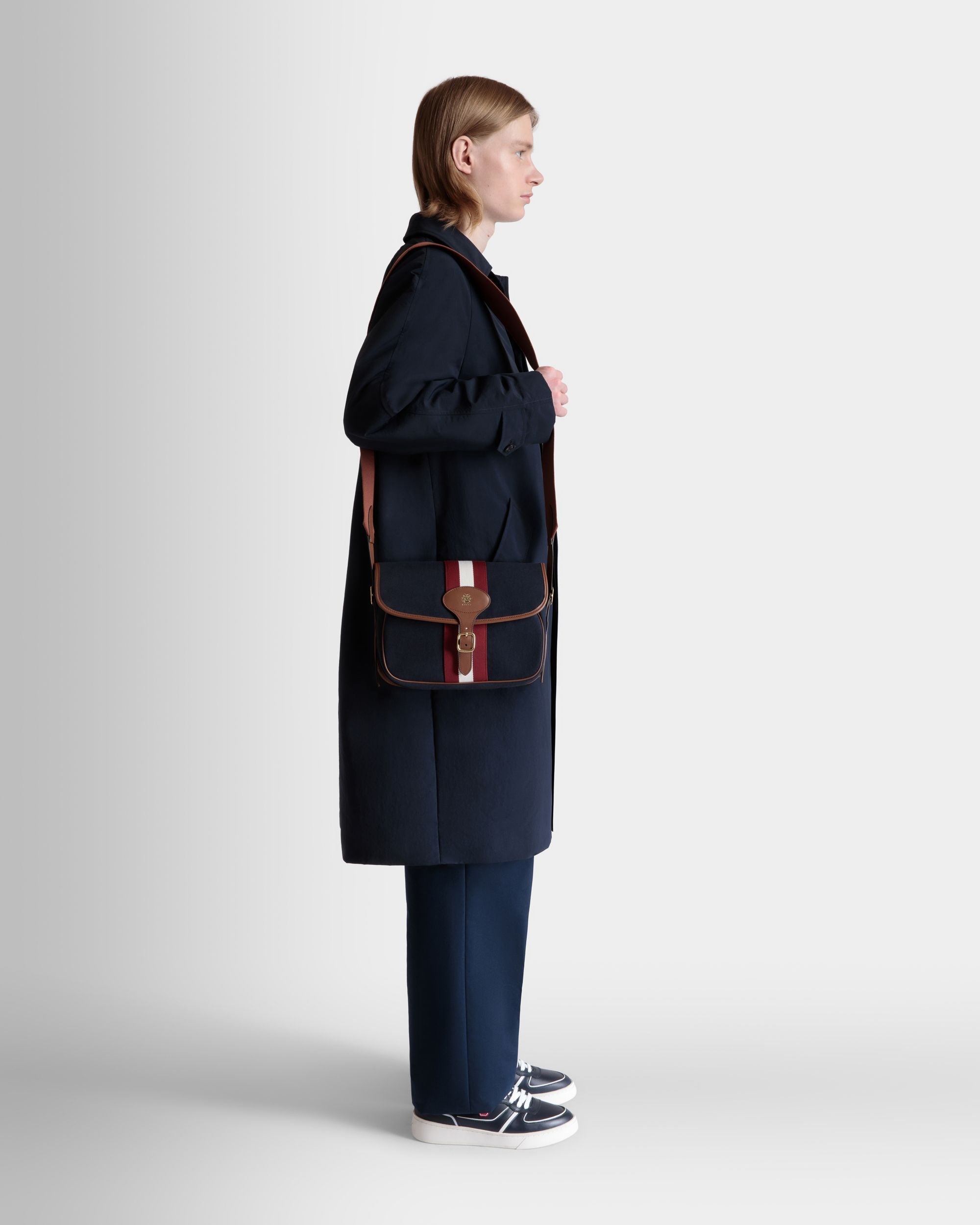 Bally Global - Beckett Crossbody Bag in Navy Blue Cotton Canvas - Blue