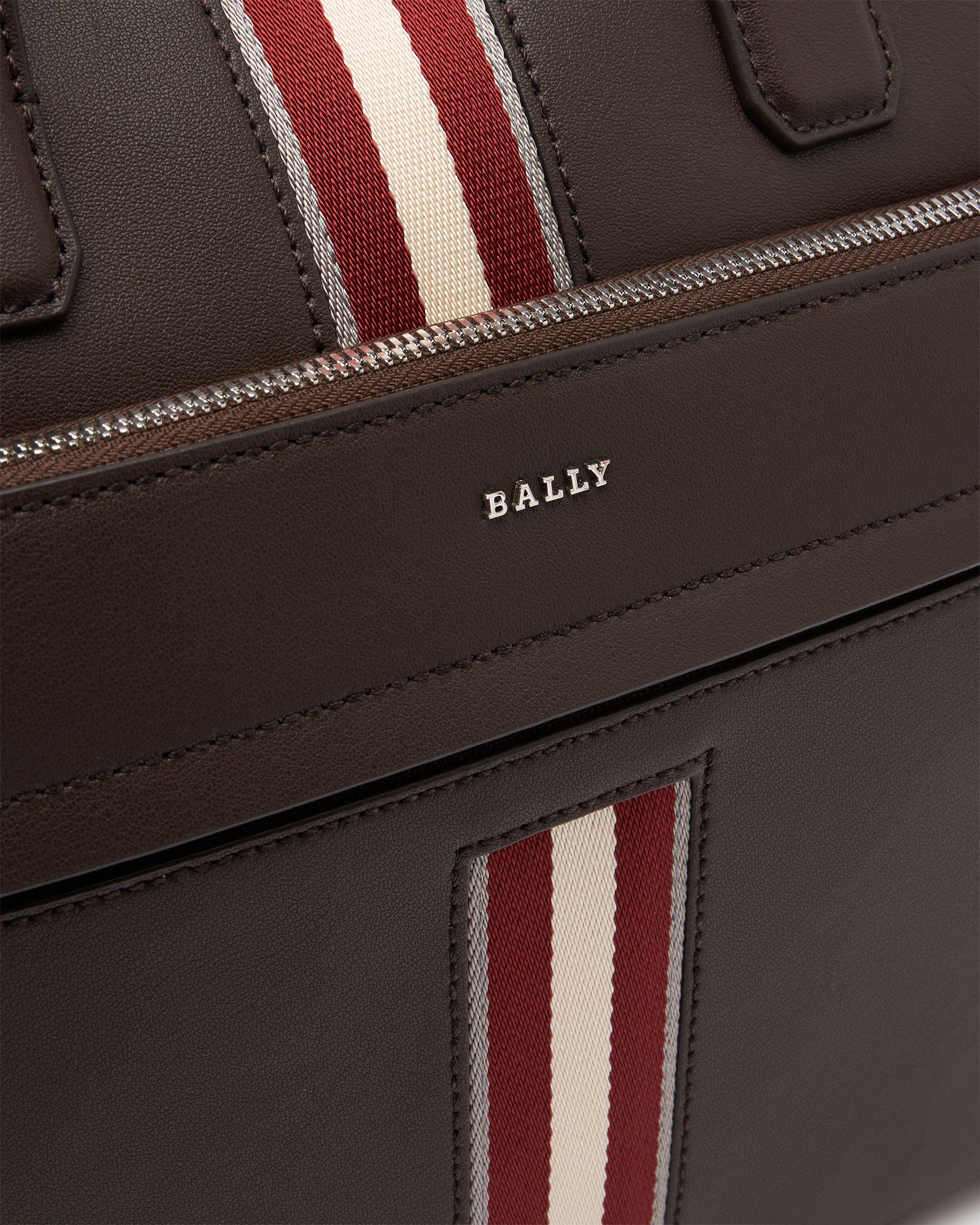 Bally Global - Briefcase in Coffee Leather With a Bally Ribbon - Brown