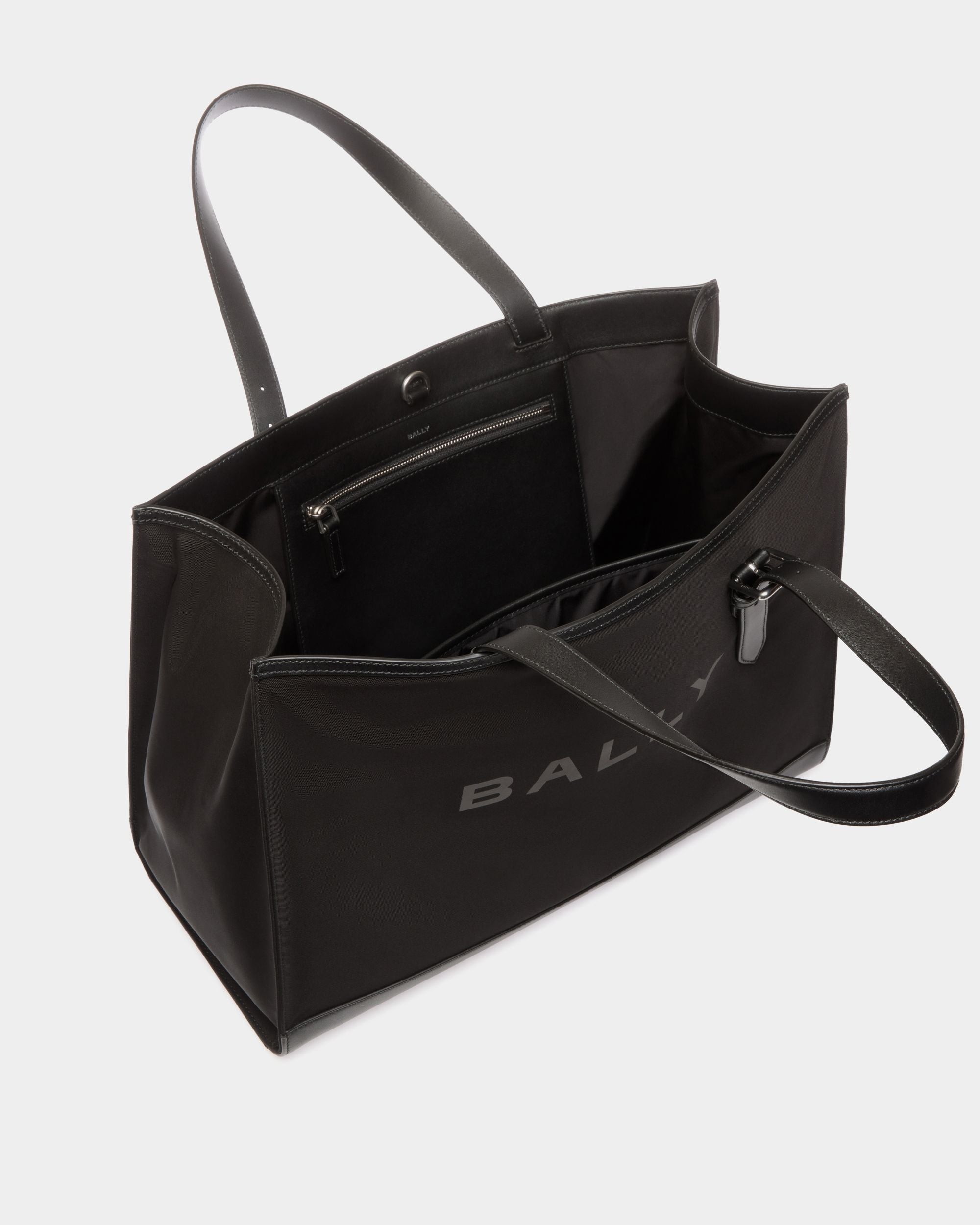 Bally Global - Bar Tote in Black Nylon And Leather - Black