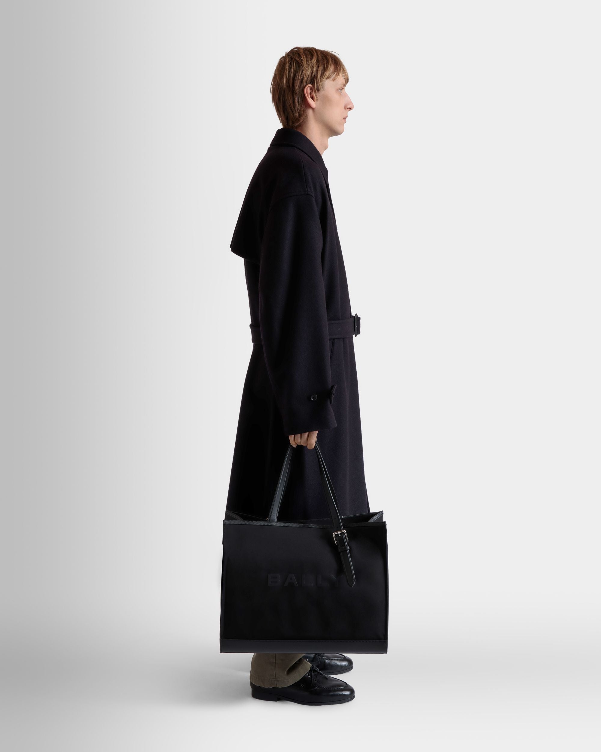 Bally Global - Bar Tote in Black Nylon And Leather - Black