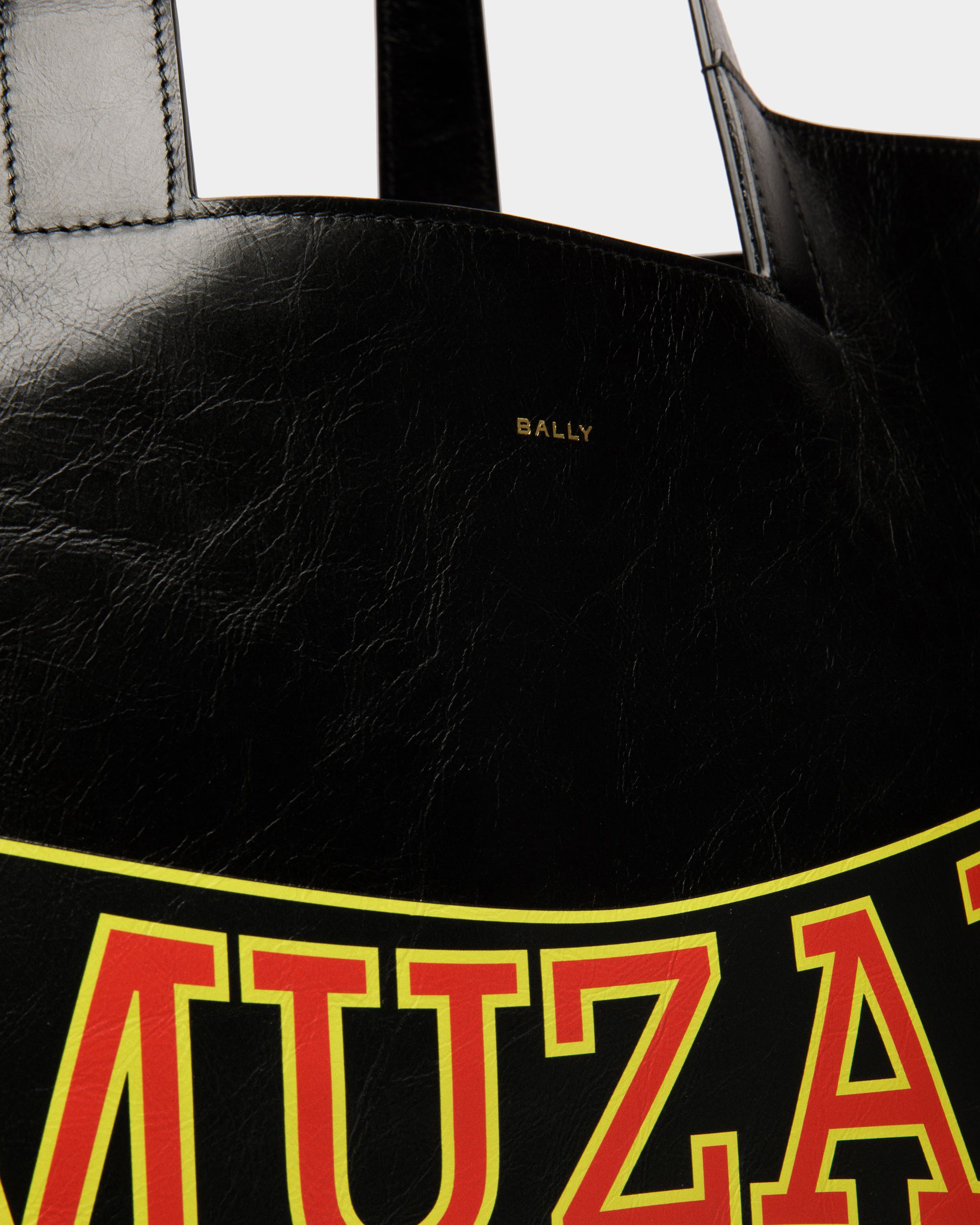 Bally Global - Bolso Tote DJ Leo Mas X Bally De Piel Negra Con Estampado Muzak - Negro