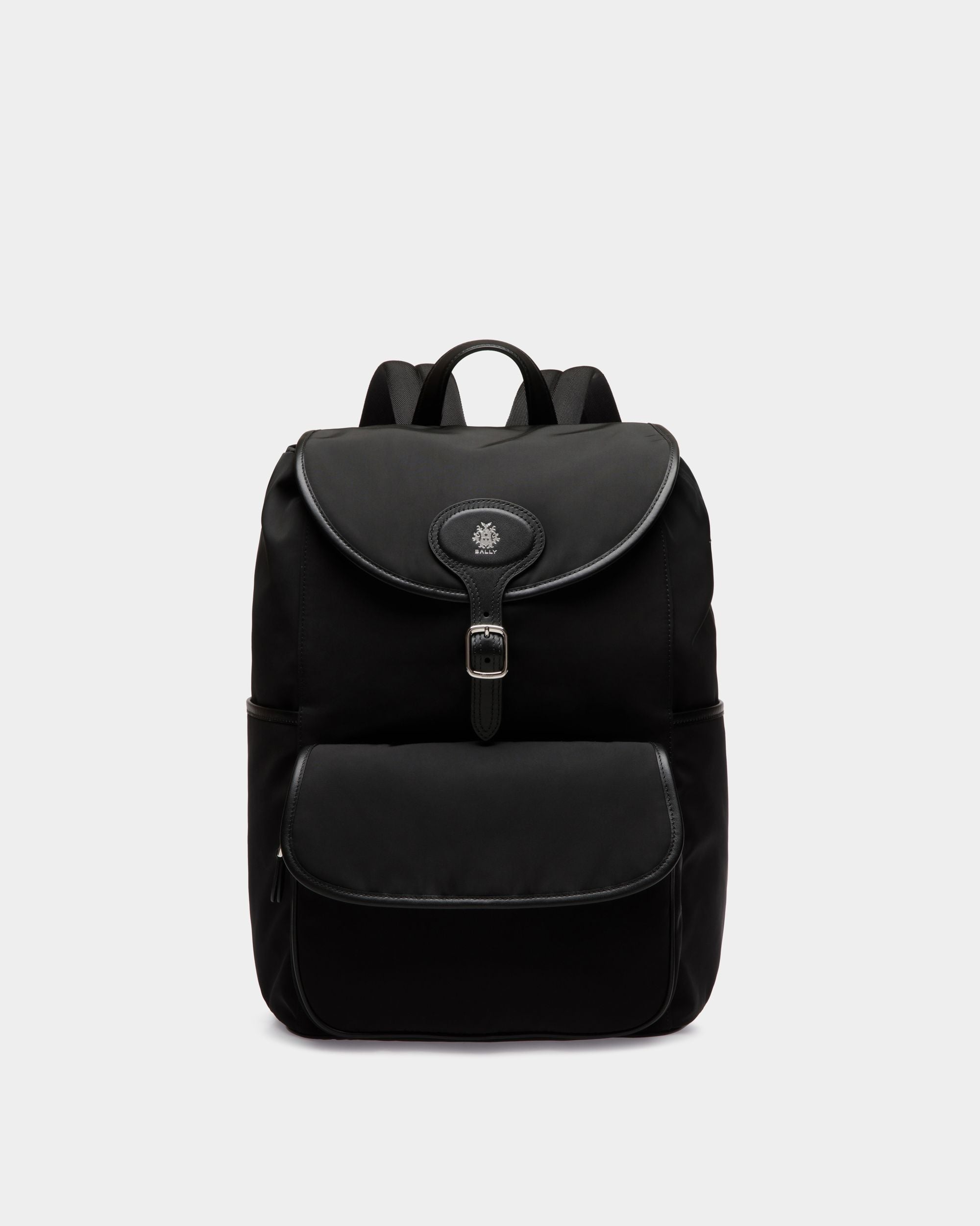 bally men's leather backpack Men's Black B-Light Backpack in Black Nylon and Leather
