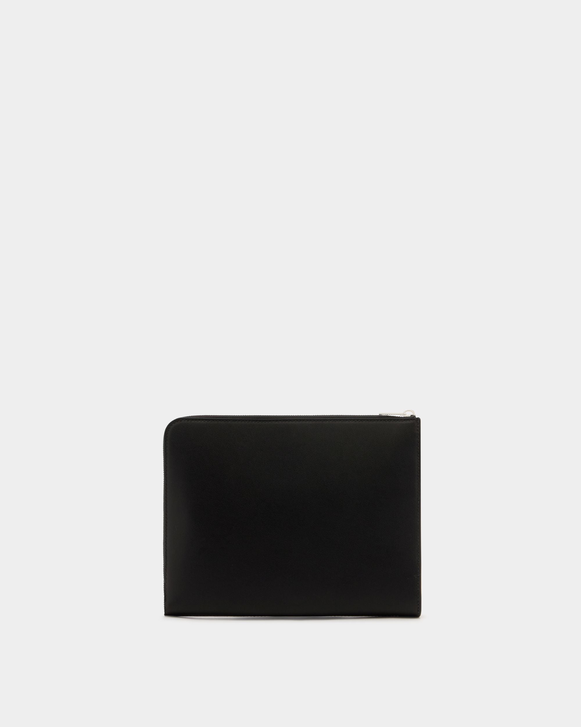 Bally Global - Pouch De Piel Negra Con Detalle Bally Ribbon - Negro