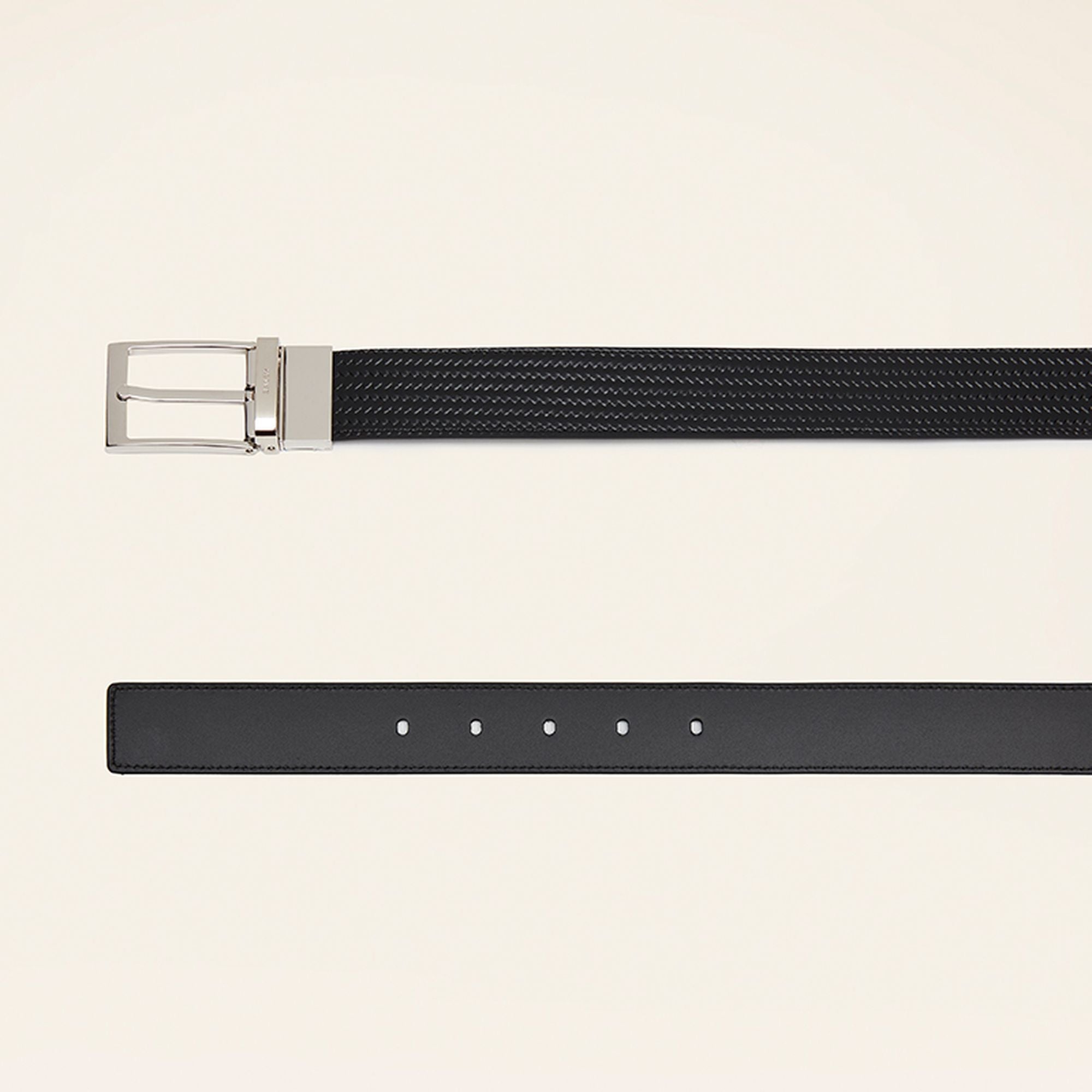 Bally Global - Men's Black Braided Stylish Leather Belt - Black