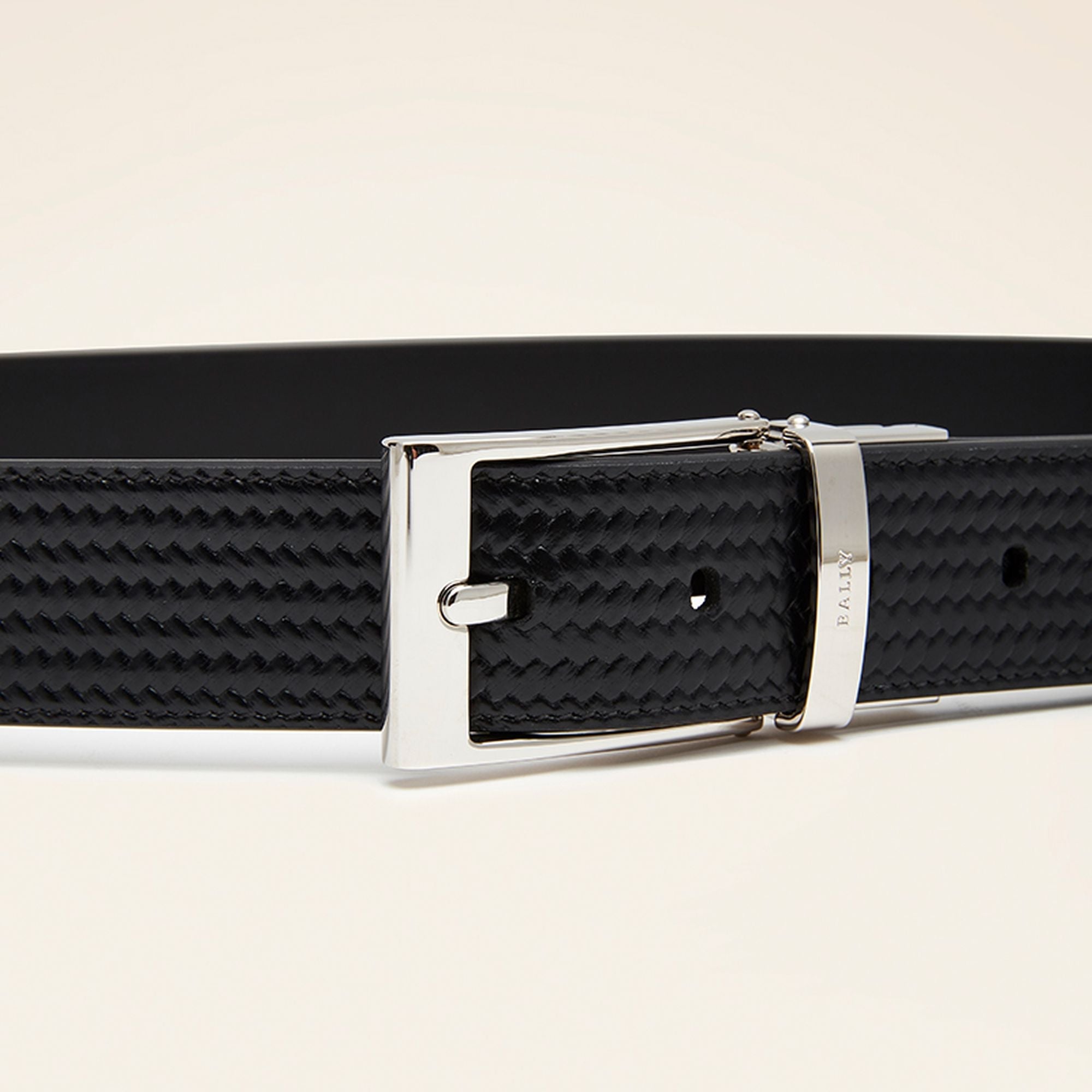 Bally Global - Men's Black Braided Stylish Leather Belt - Black