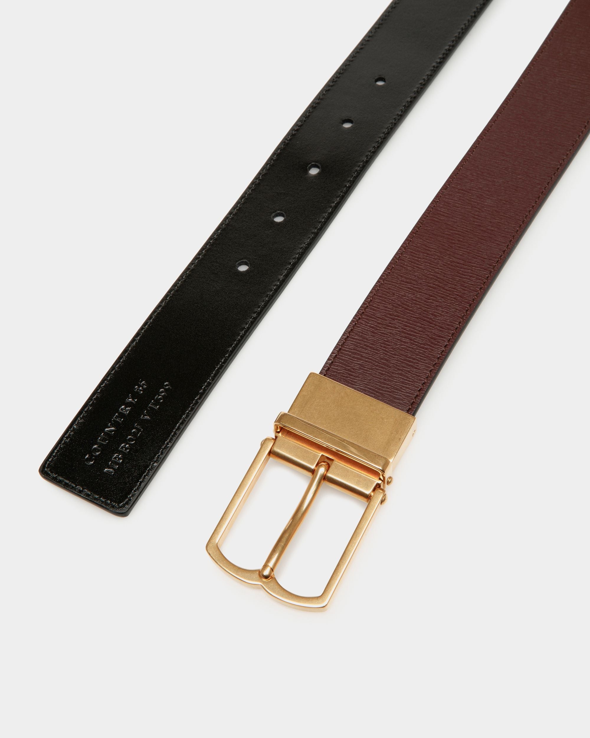 Bally Global - Ceinture Country 35 mm Réversible Et Ajustable En Cuir Burgundy Et Noir - Multicolore