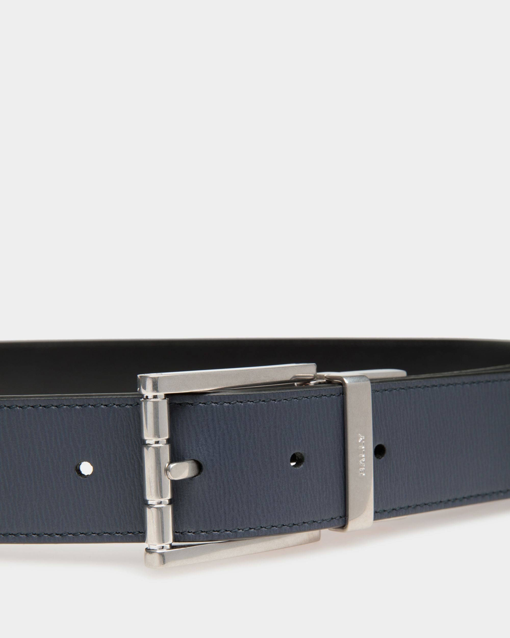 Bally Global - Ceinture Habillée Cuir Bleu Nuit - Bleu