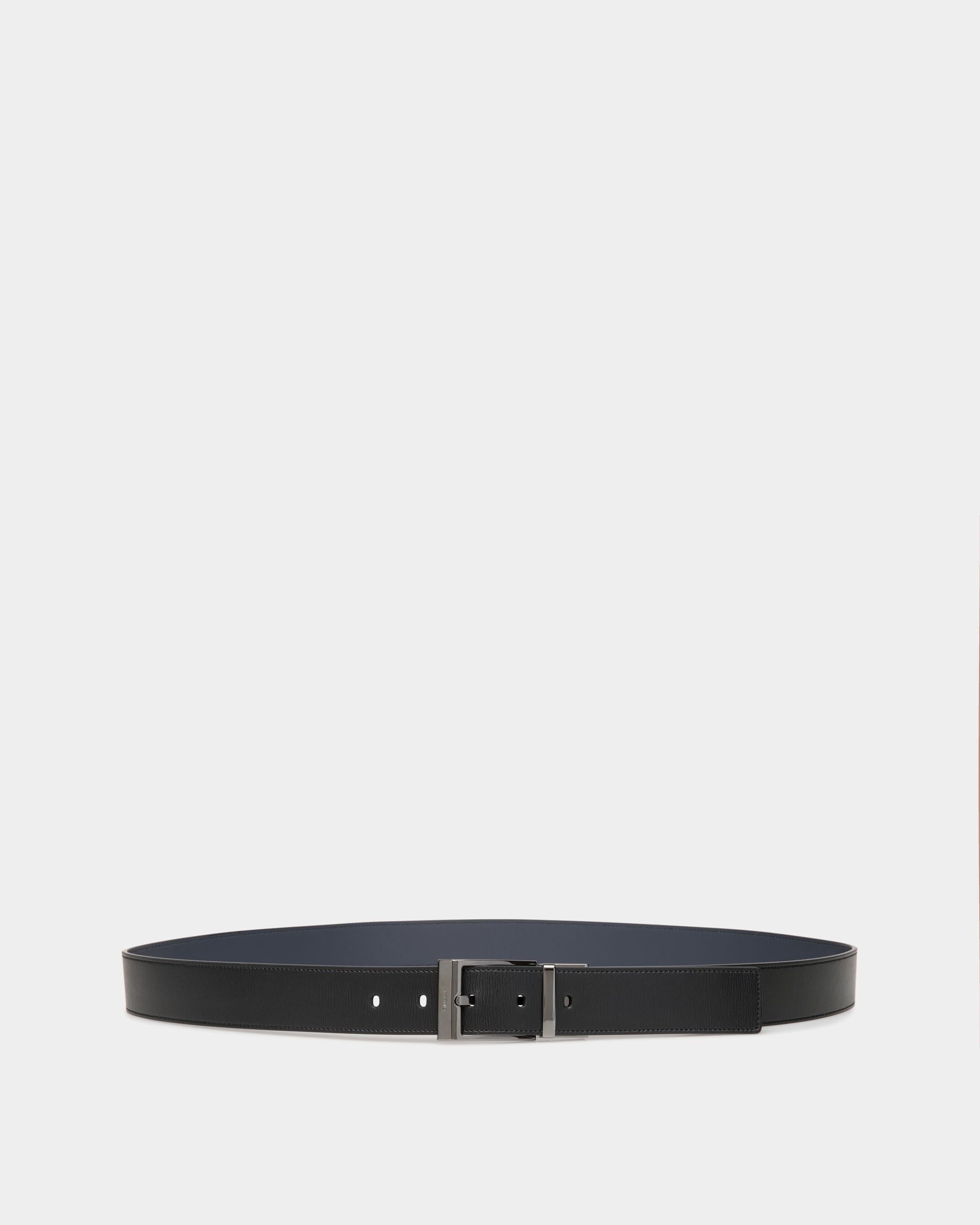 Bally Global - Ceinture Shiffie 35 Mm Réversible Et Ajustable En Cuir Noir Et Navy Blue - Multicolore