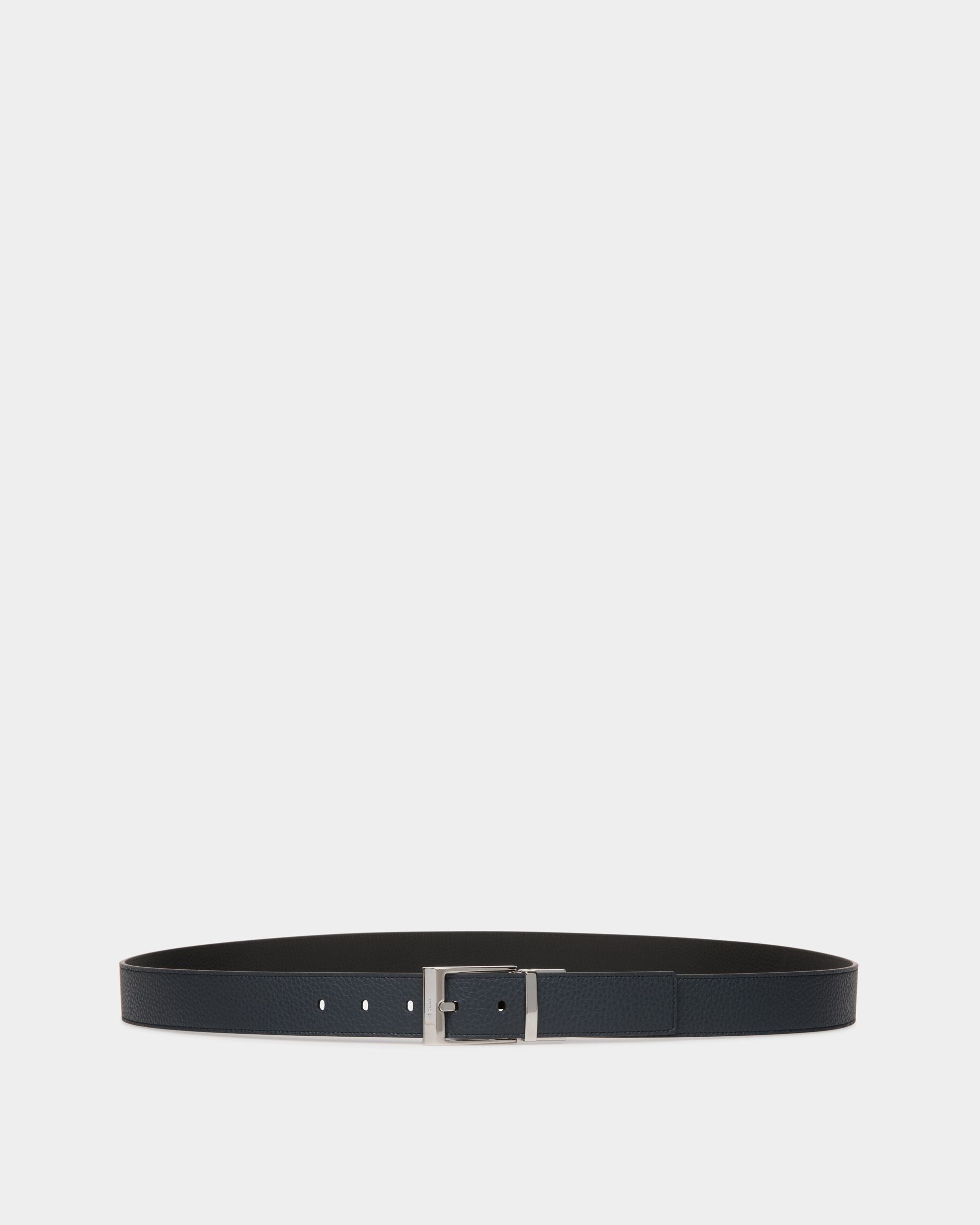 Bally Global - Ceinture Shiffie 35 mm Réversible Et Ajustable En Cuir Navy Blue Et Noir - Multicolore