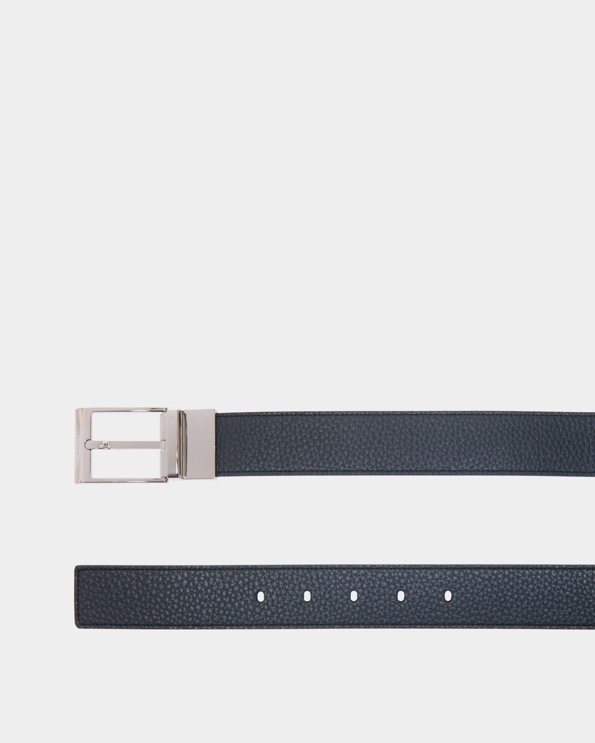 Bally Global - Ceinture Shiffie 35 mm Réversible Et Ajustable En Cuir Navy Blue Et Noir - Multicolore