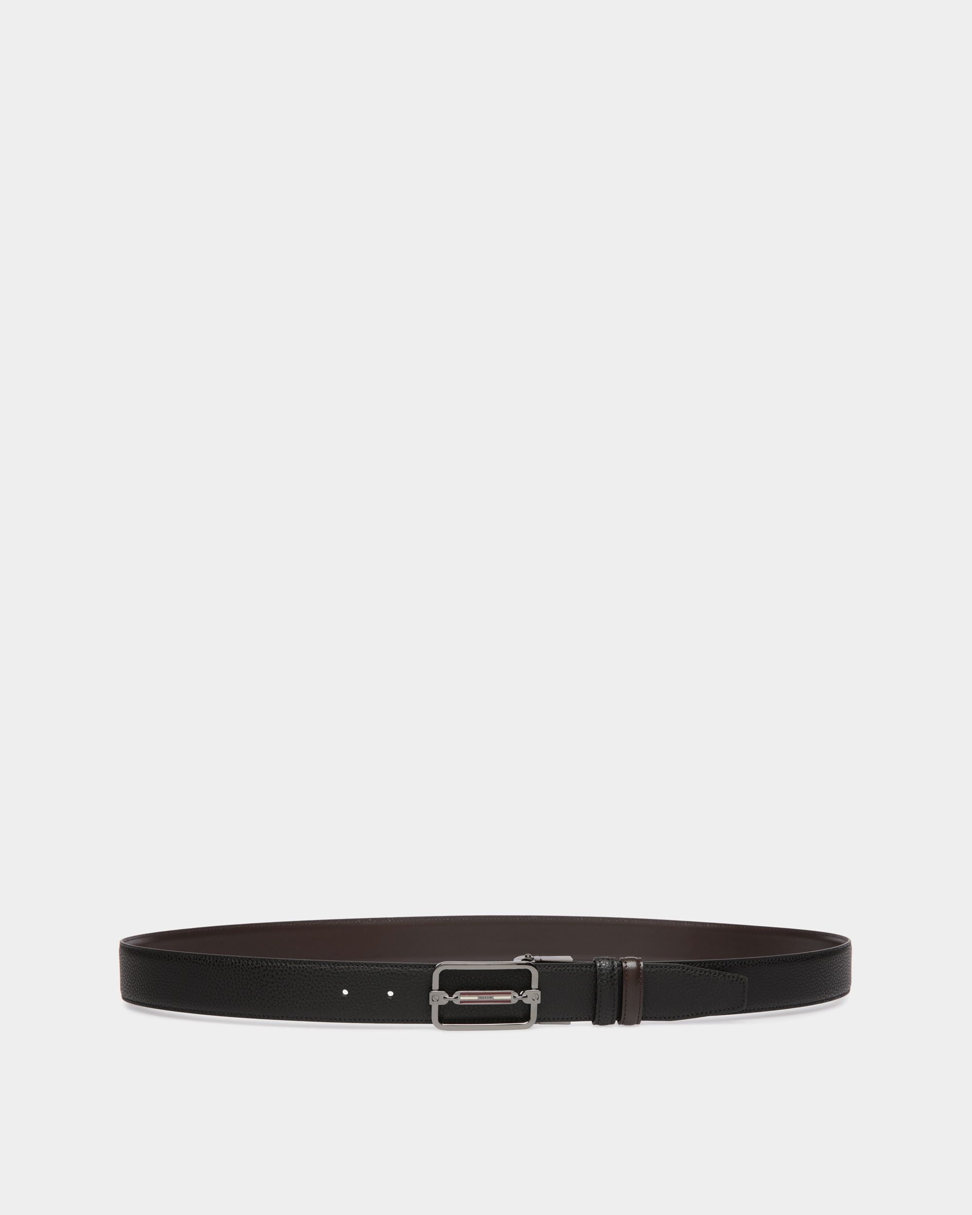 Bally Global - Cinturón Reversible Y Ajustable De Piel Negra Y Marrón - Negro