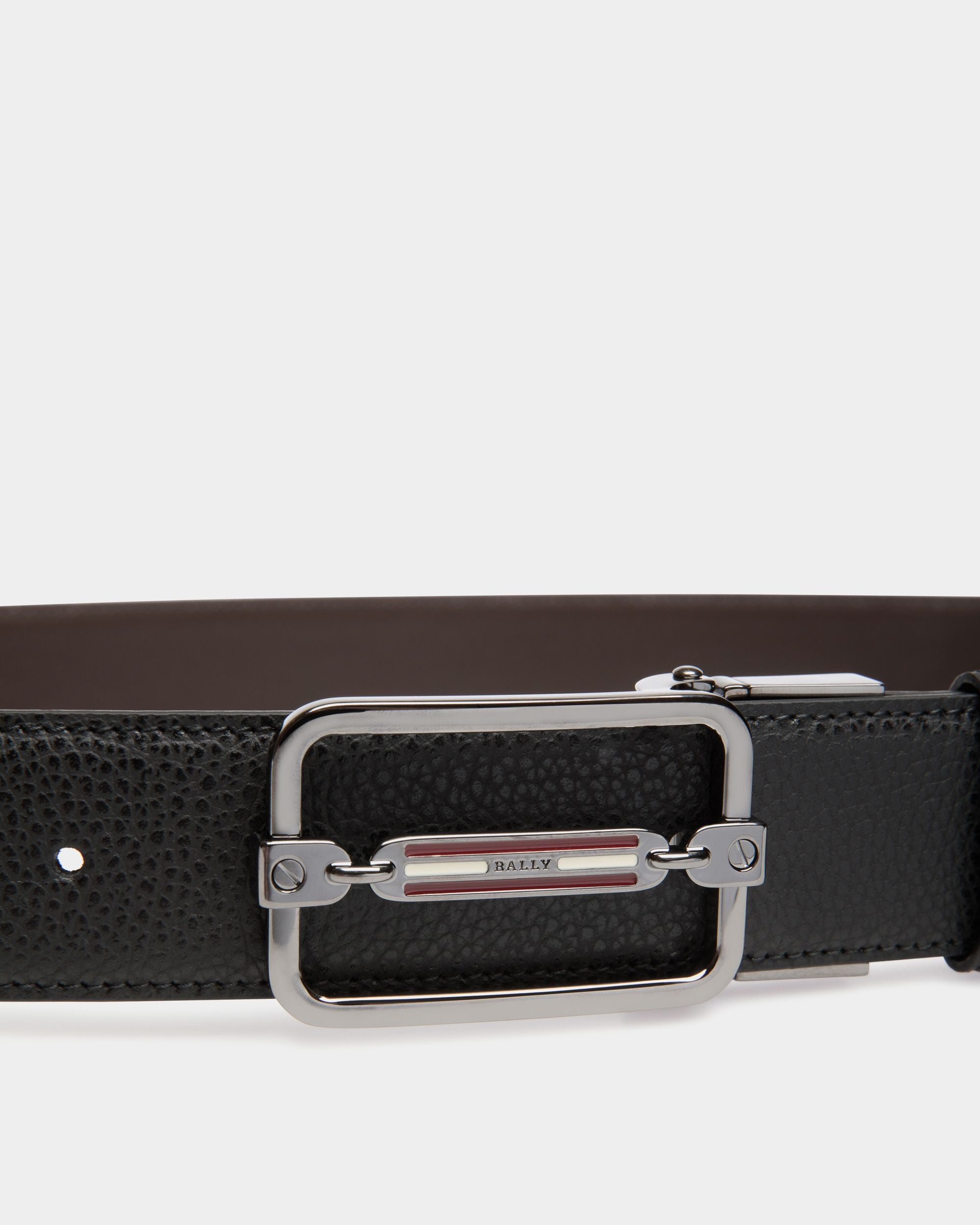 Bally Global - Cinturón Reversible Y Ajustable De Piel Negra Y Marrón - Negro