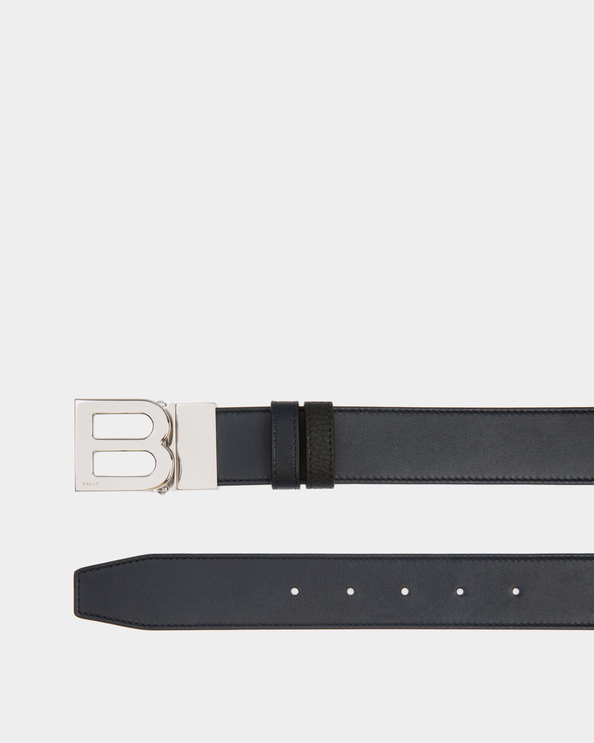 Bally Global - B Logo 35mm Reversible And Adjustable Belt in Navy Blue And Black Leather - Multicolor