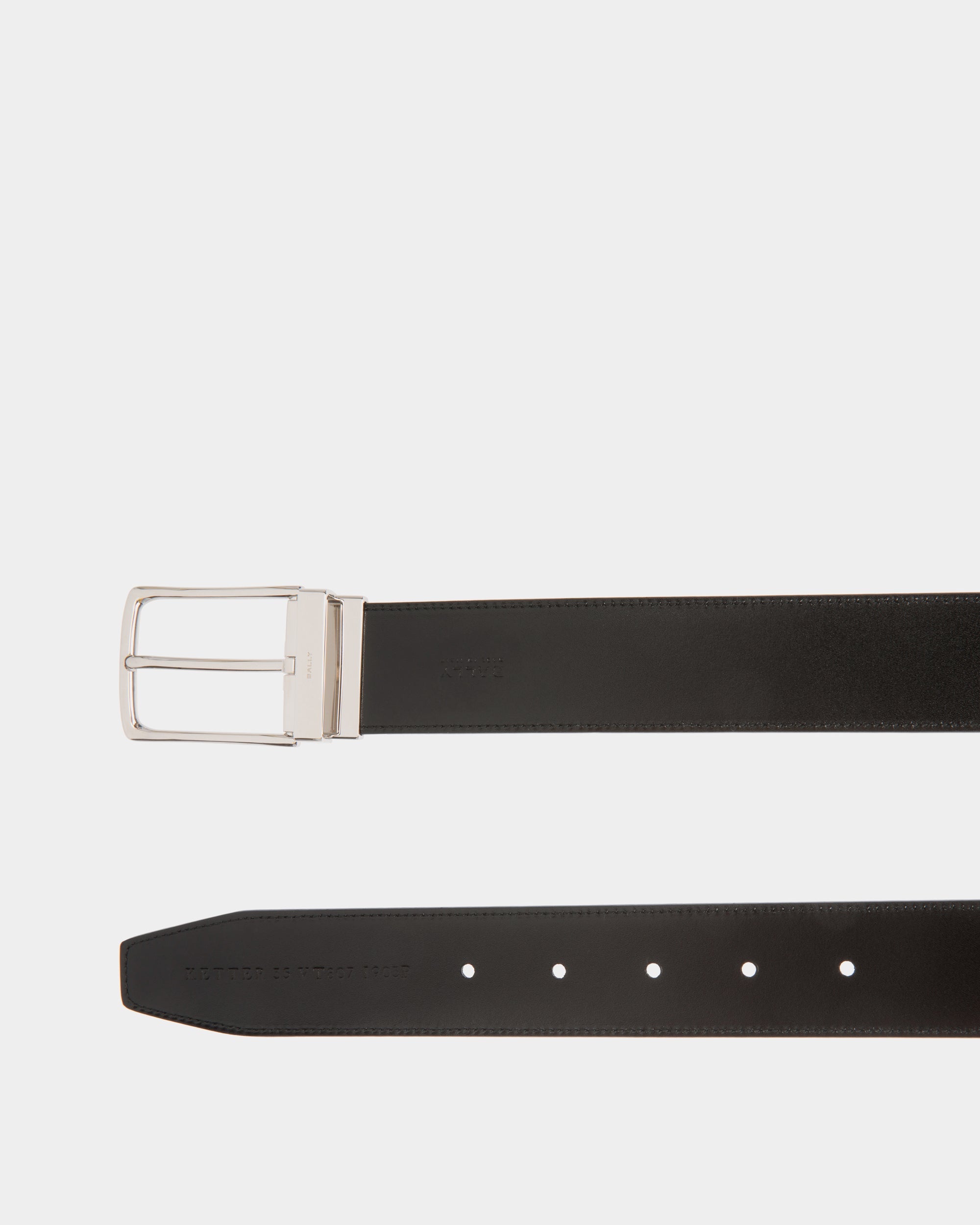 Bally Global - Cinturón Reversible Y Ajustable Ketter 35 Mm De Piel Negra - Negro