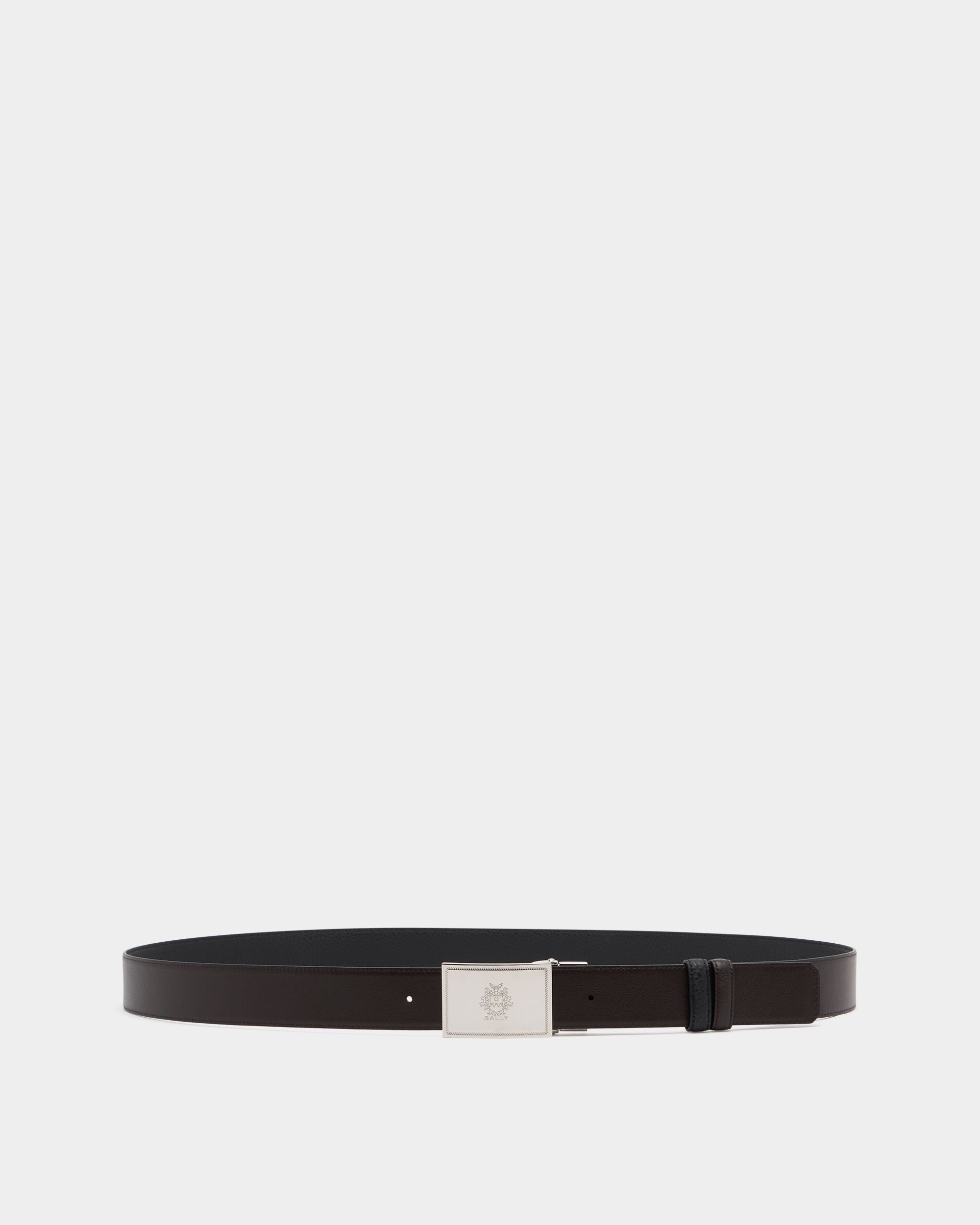 Bally Global - Crest Plaque 35 mm Adjustable And Reversible Belt in Black And Ebano Leather - Multicolor