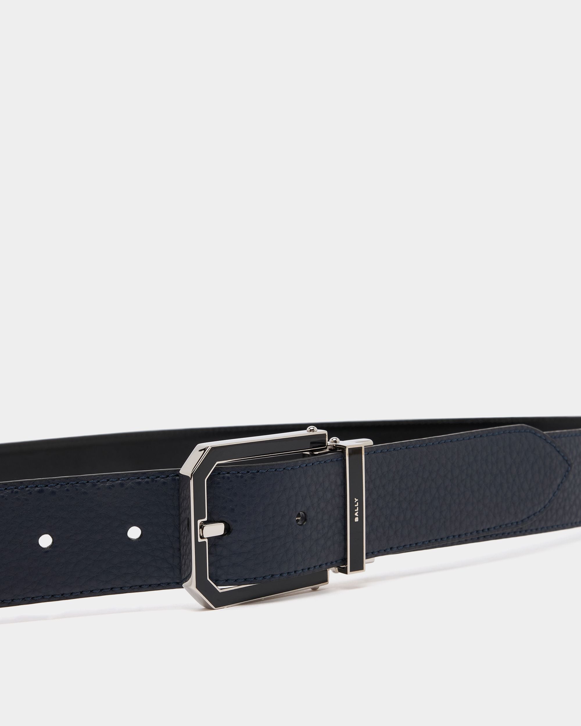 Bally Global - Beryl 35 mm Adjustable And Reversible Belt in Navy Blue And Black Leather - Multicolor