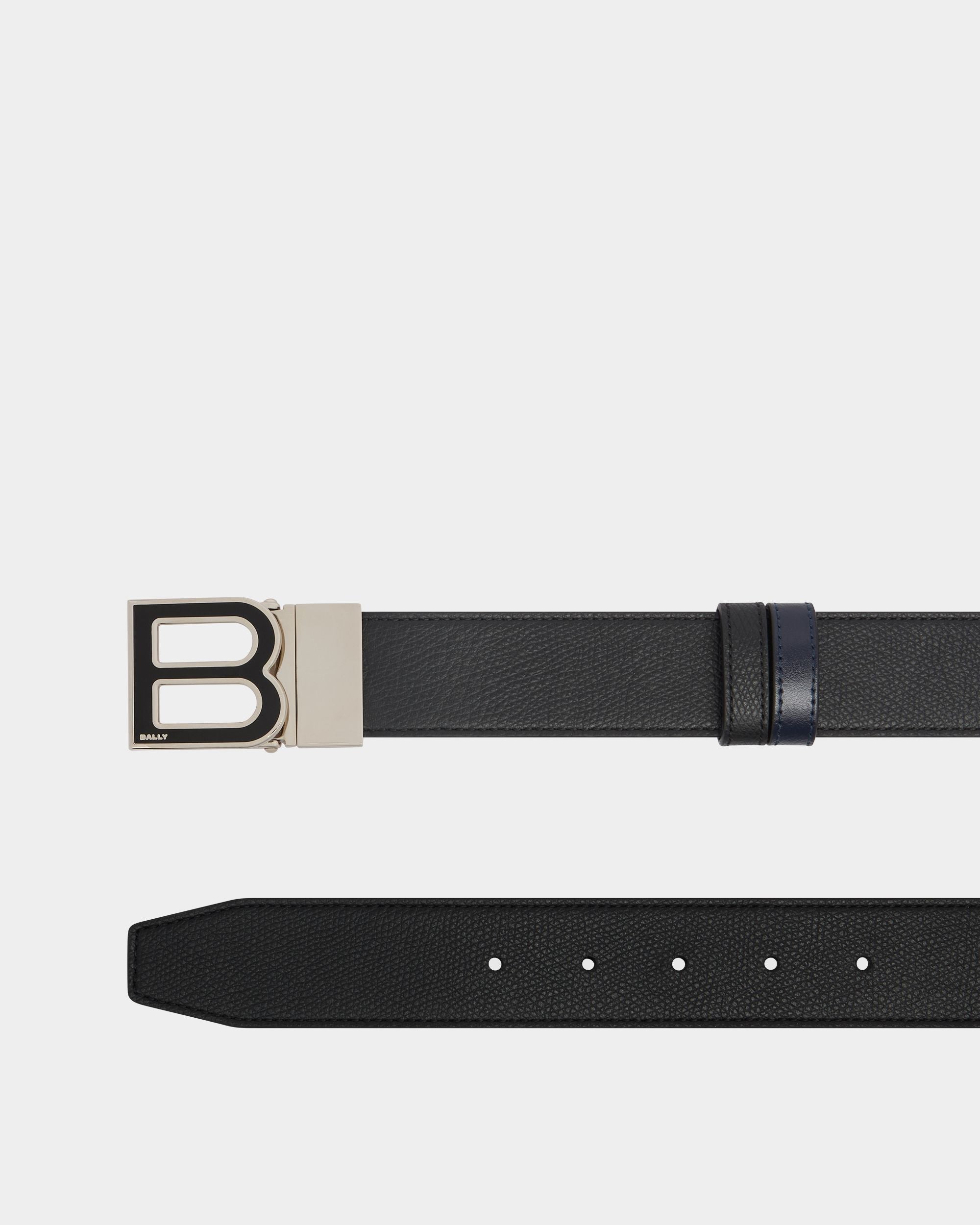 Bally Global - B Logo 35mm Adjustable And Reversible Belt in Black And Navy Blue Leather - Multicolor