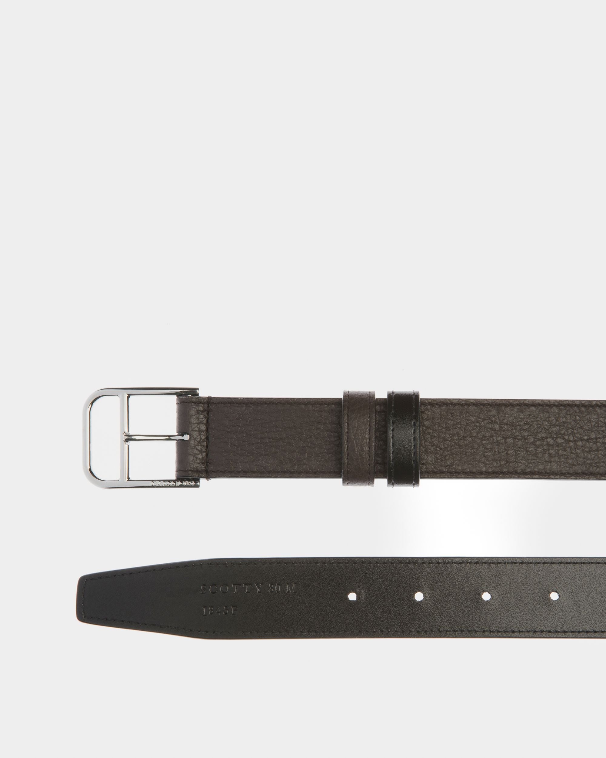 Bally Global - Scotty Leather 30mm Belt In Ebony Brown & Black - Brown