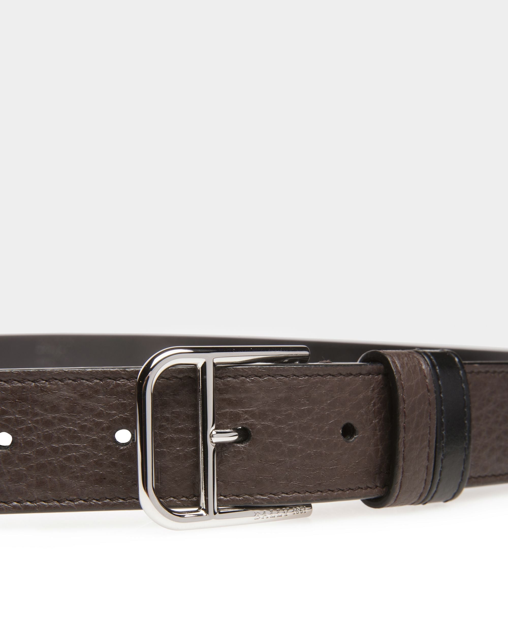 Bally Global - Scotty Leather 30mm Belt In Ebony Brown & Black - Brown