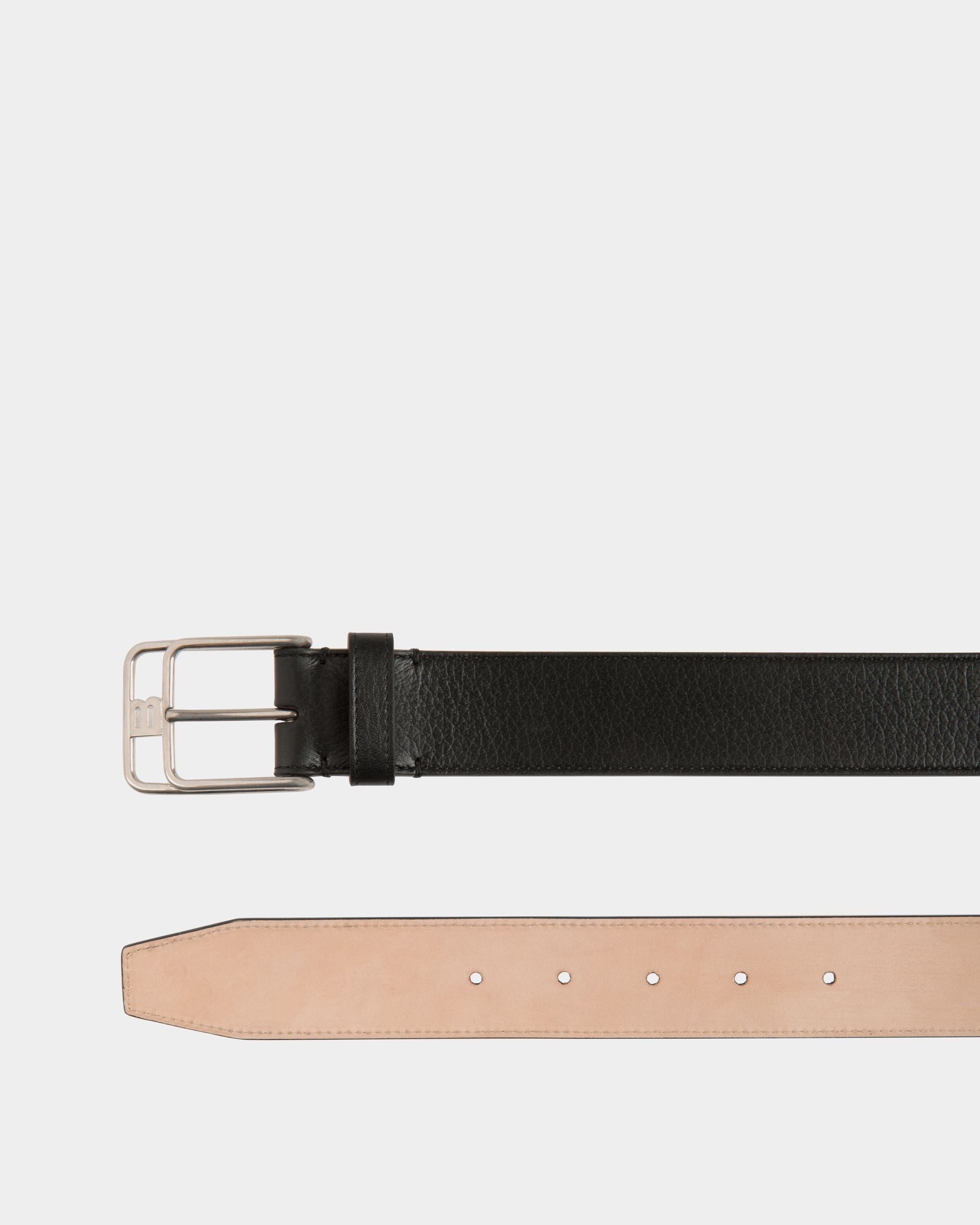 Bally Global - Cinturón Brett De 35 Mm De Piel Granulada Negra - Negro