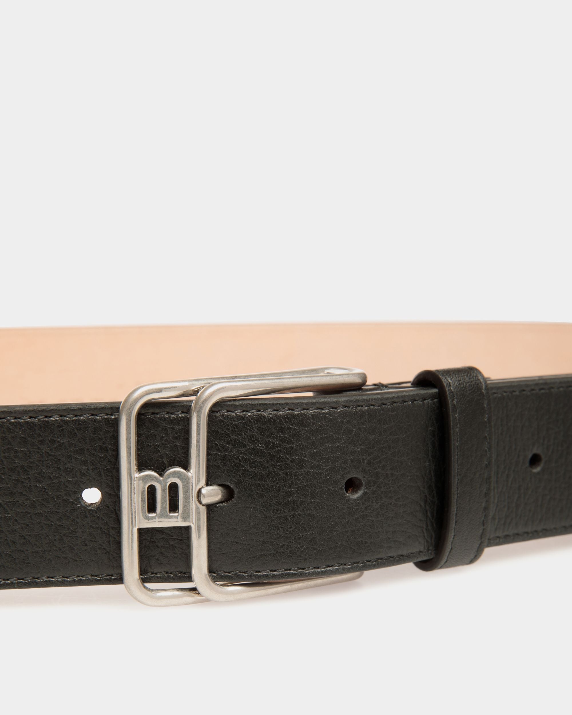 Bally Global - Cinturón Brett De 35 Mm De Piel Granulada Negra - Negro