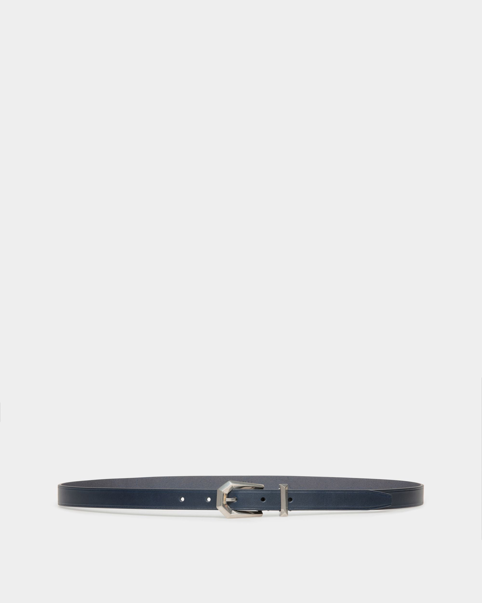 Bally Global - Prisma 20mm Belt in Navy Blue Leather - Blue