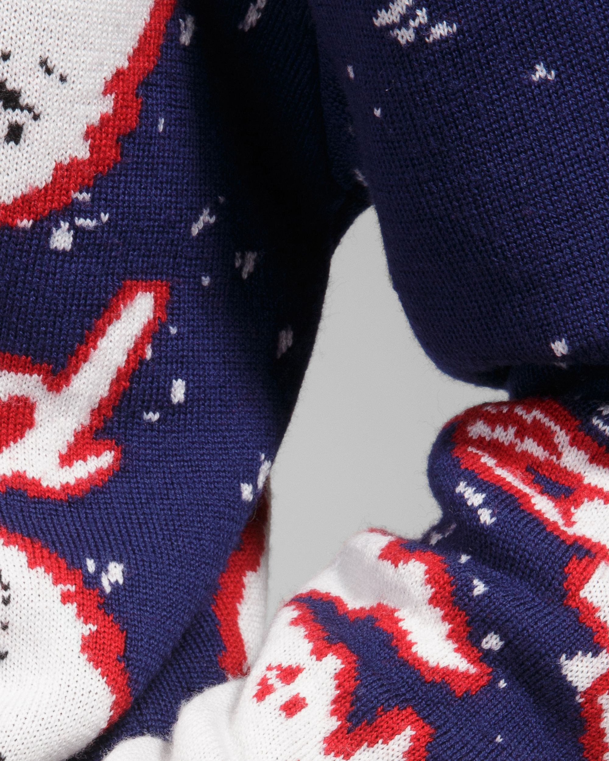 Bally Global - Merino Wool Crew Neck In Navy & Bone - Multicolore