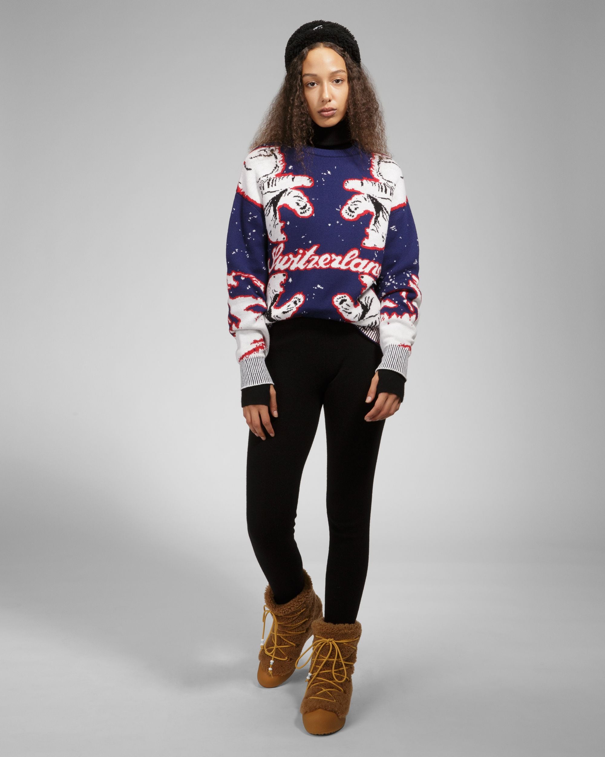 Bally Global - Merino Wool Crew Neck In Navy & Bone - Multicolore
