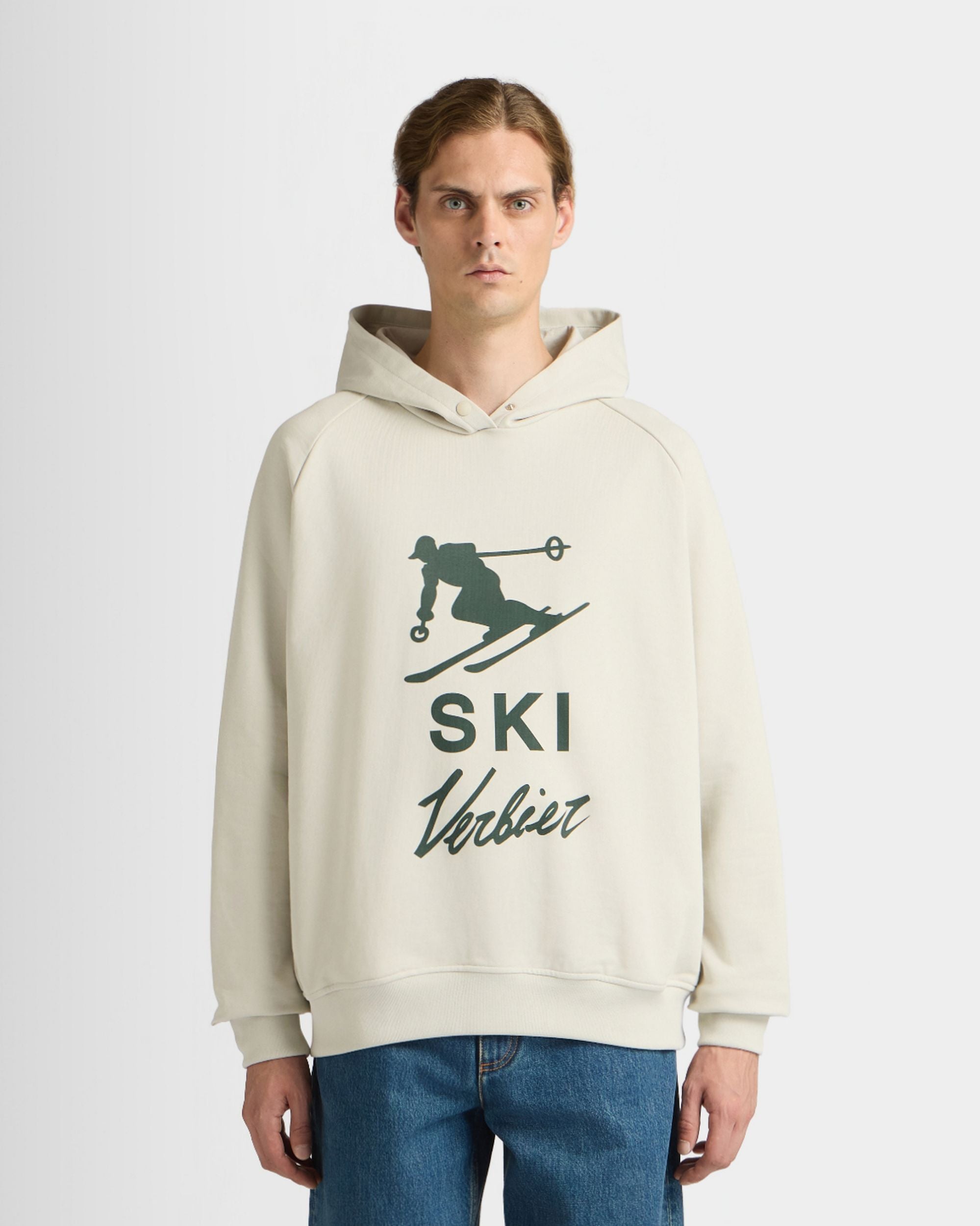 Bally Global - Sudadera Con Capucha De La Colección Curling De Algodón Gris Con Estampado Ski Verbier - Gris