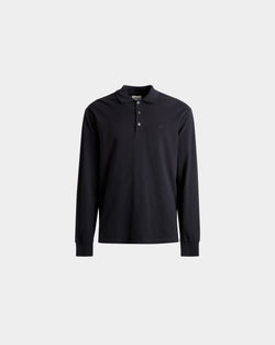 Long Sleeve Polo In Midnight Cotton